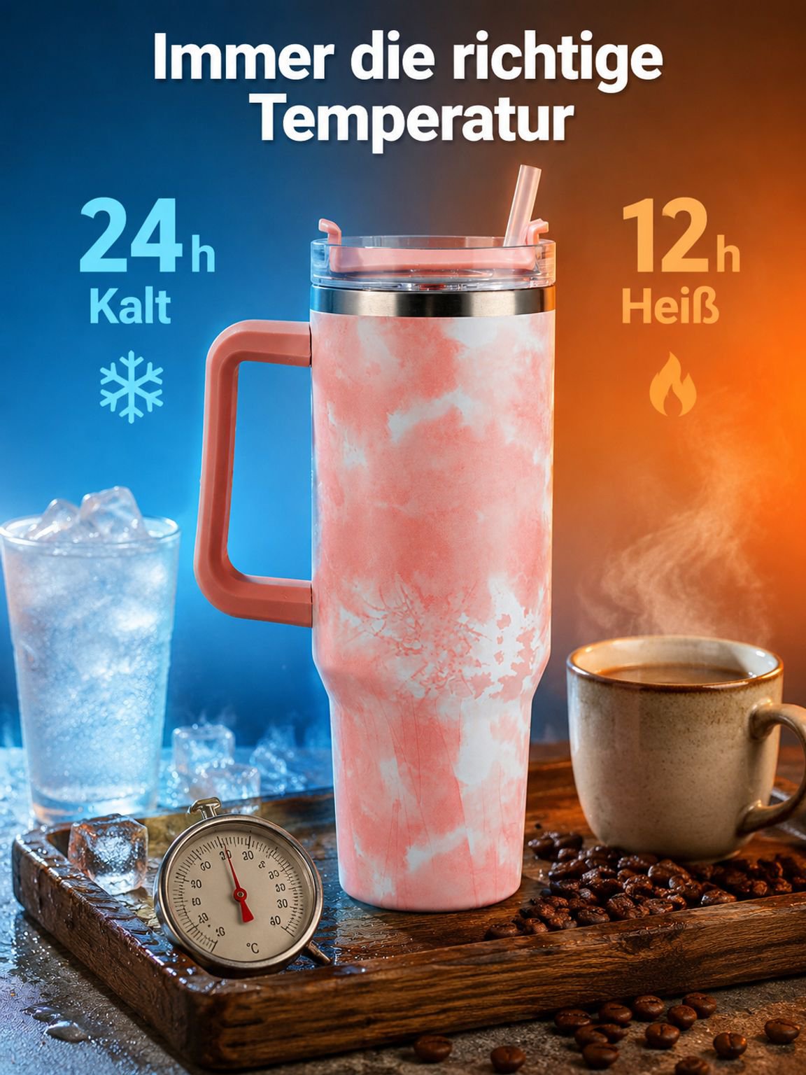 40oz Edelstahl-Thermobecher mit großem Fassungsvermögen für Auto