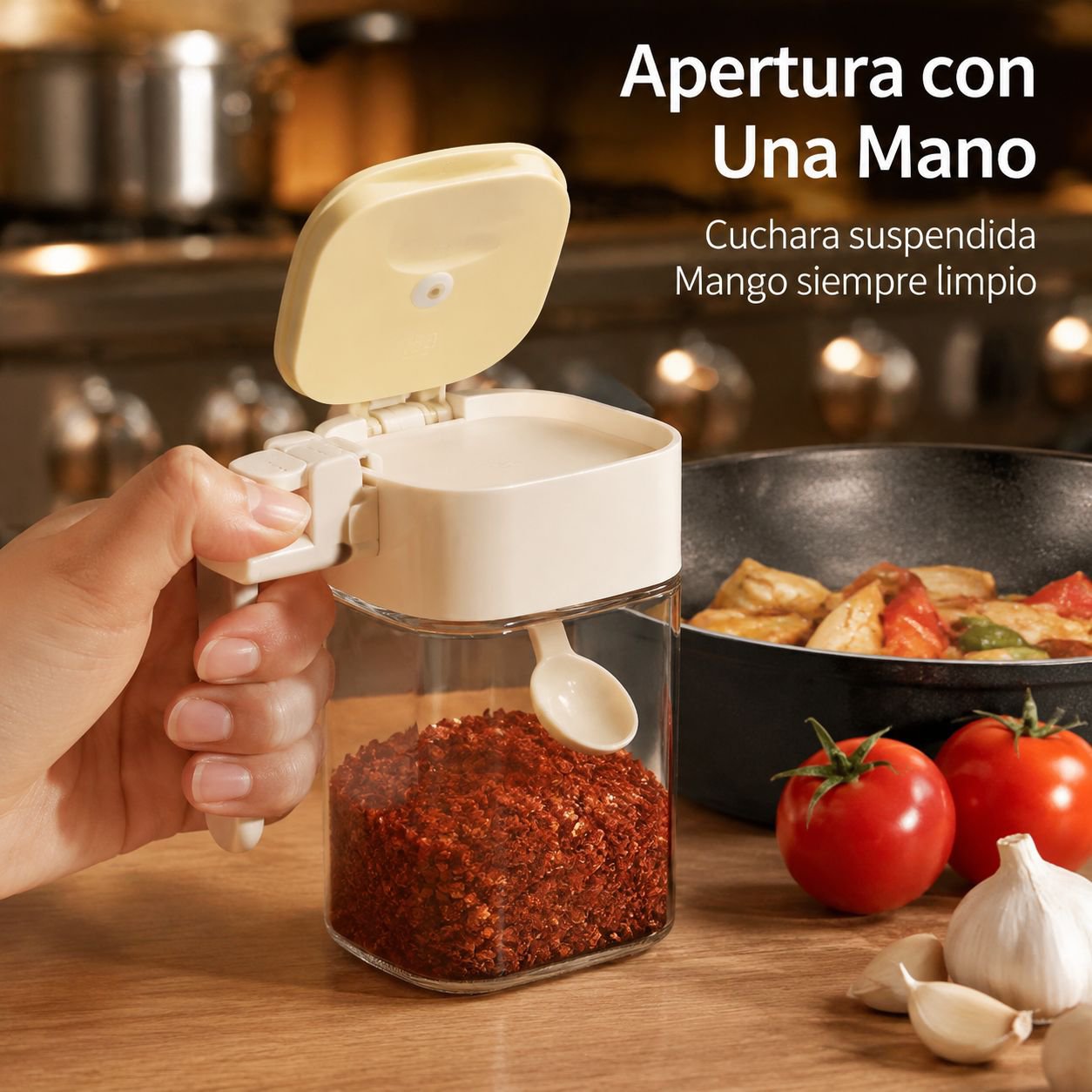 Bote de condimentos sellado y antihumedad con cuchara separada