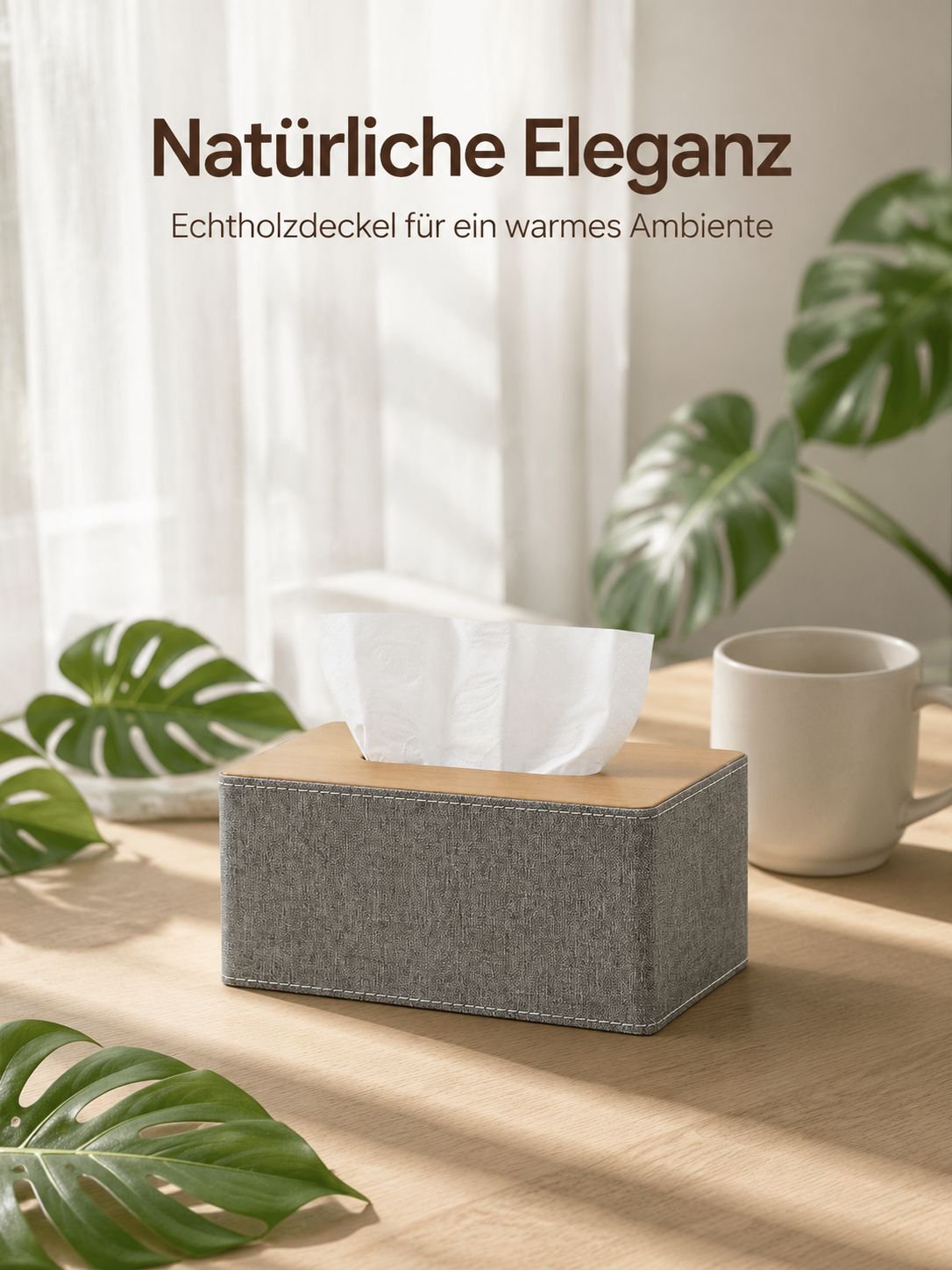 Quadratischer Holz Taschentuchspender für Wohnzimmer