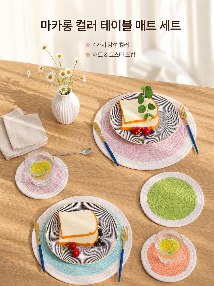 면 로프 직조 테이블 매트
