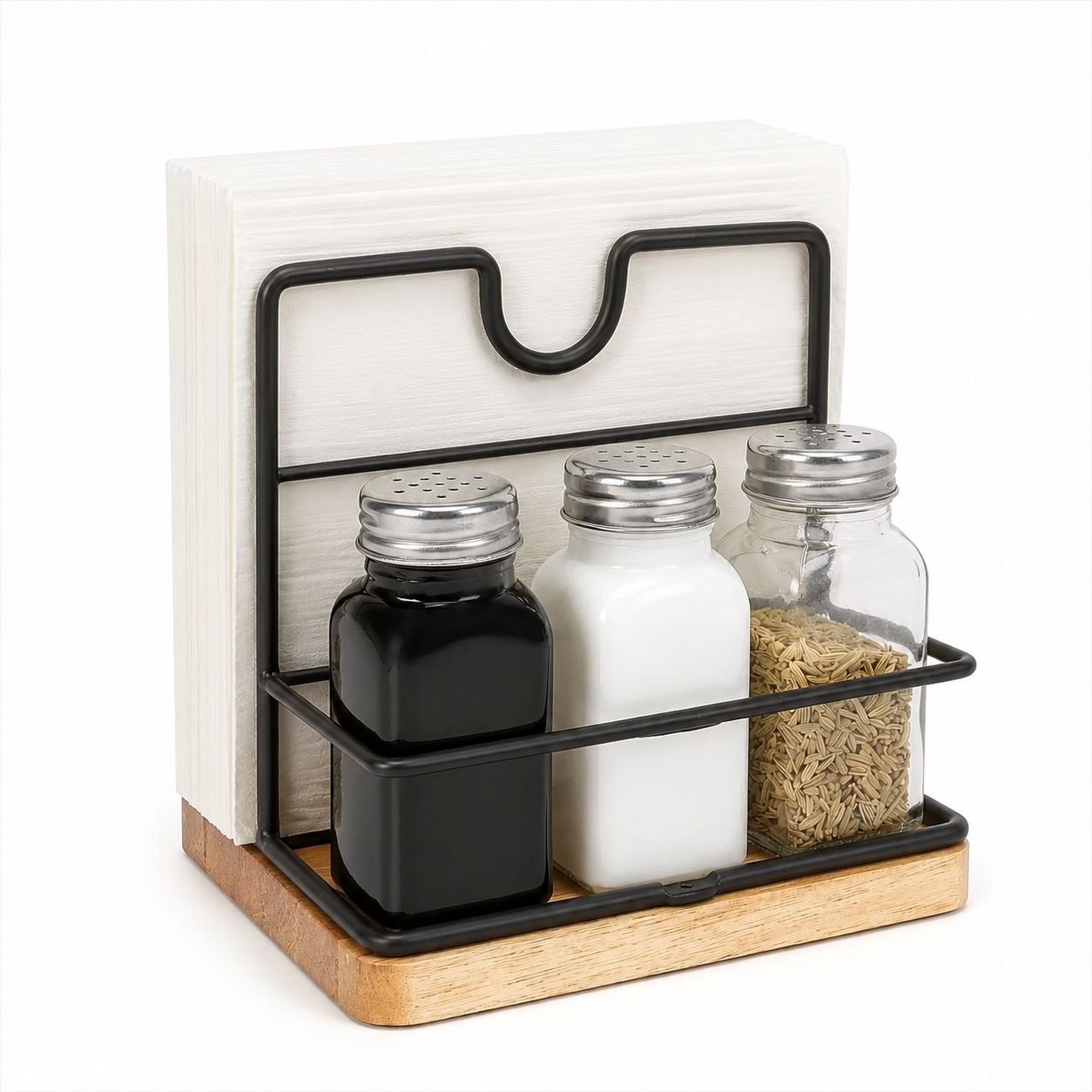 Organizador multifuncional de madera para papel y condimentos