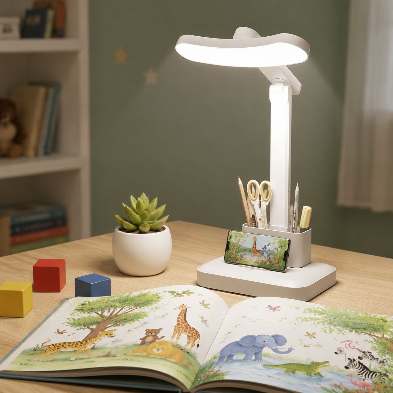 LED Schreibtischlampe für Schüler auf Schreibtisch