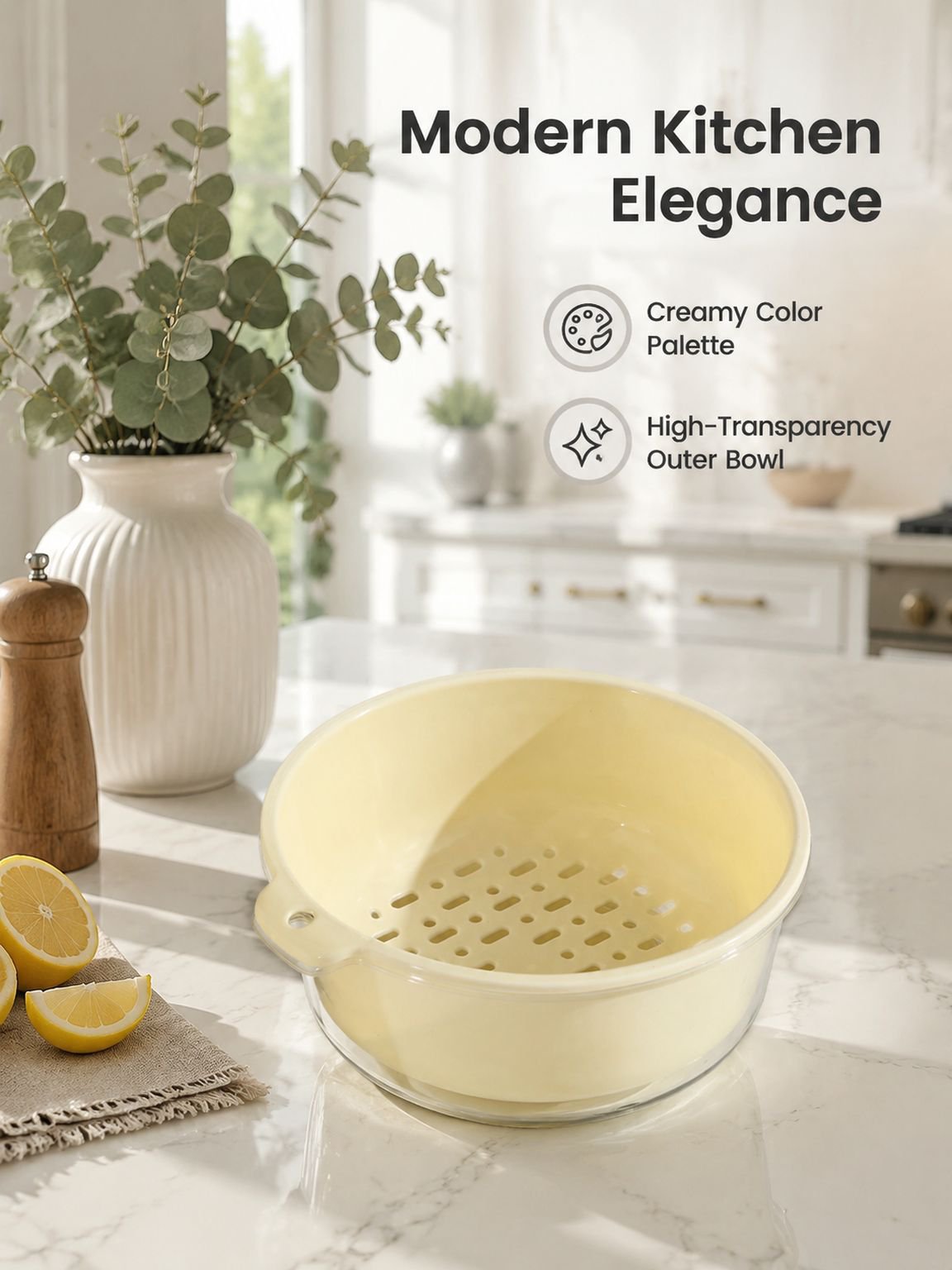Kitchen Double-Layer Veggie Washing & Fruit Drain Basket