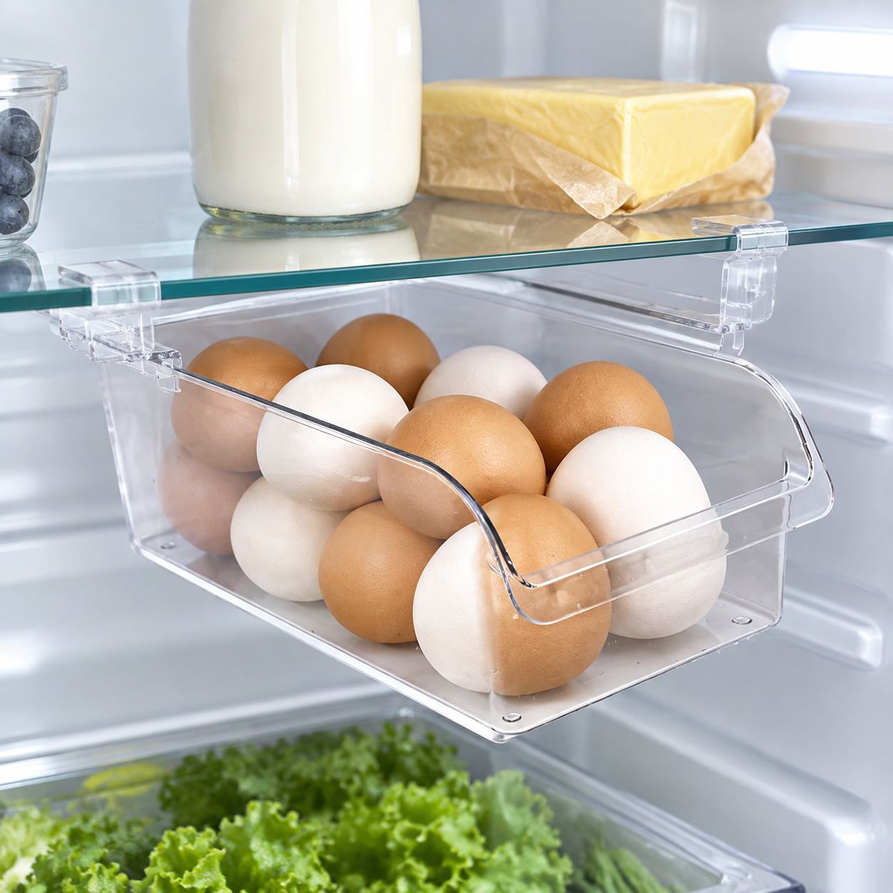 Kühlschrank Organizer Schublade Aufbewahrungsbox für Lebensmittel & Eier
