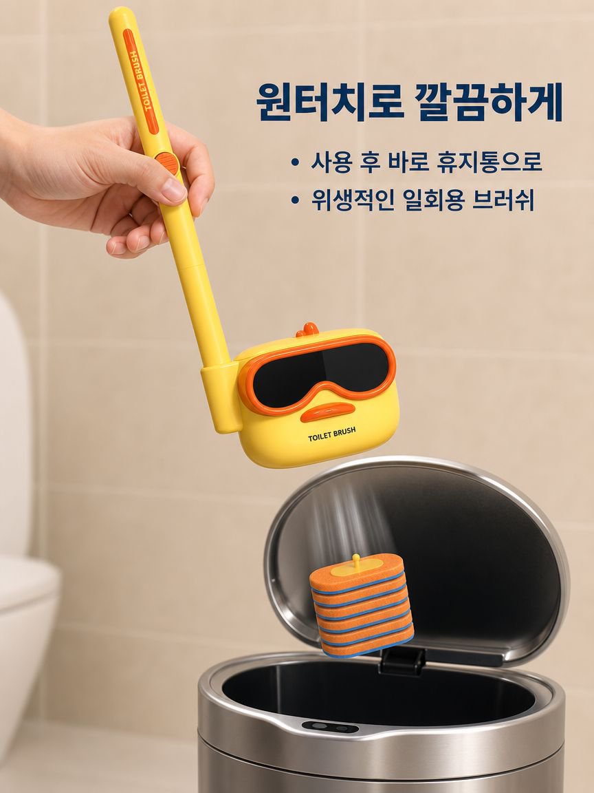 다이버덕 일회용 변기 브러쉬 가정용 사각 벽걸이 없는 2026 신상 고급감 화장실 변기 브러쉬