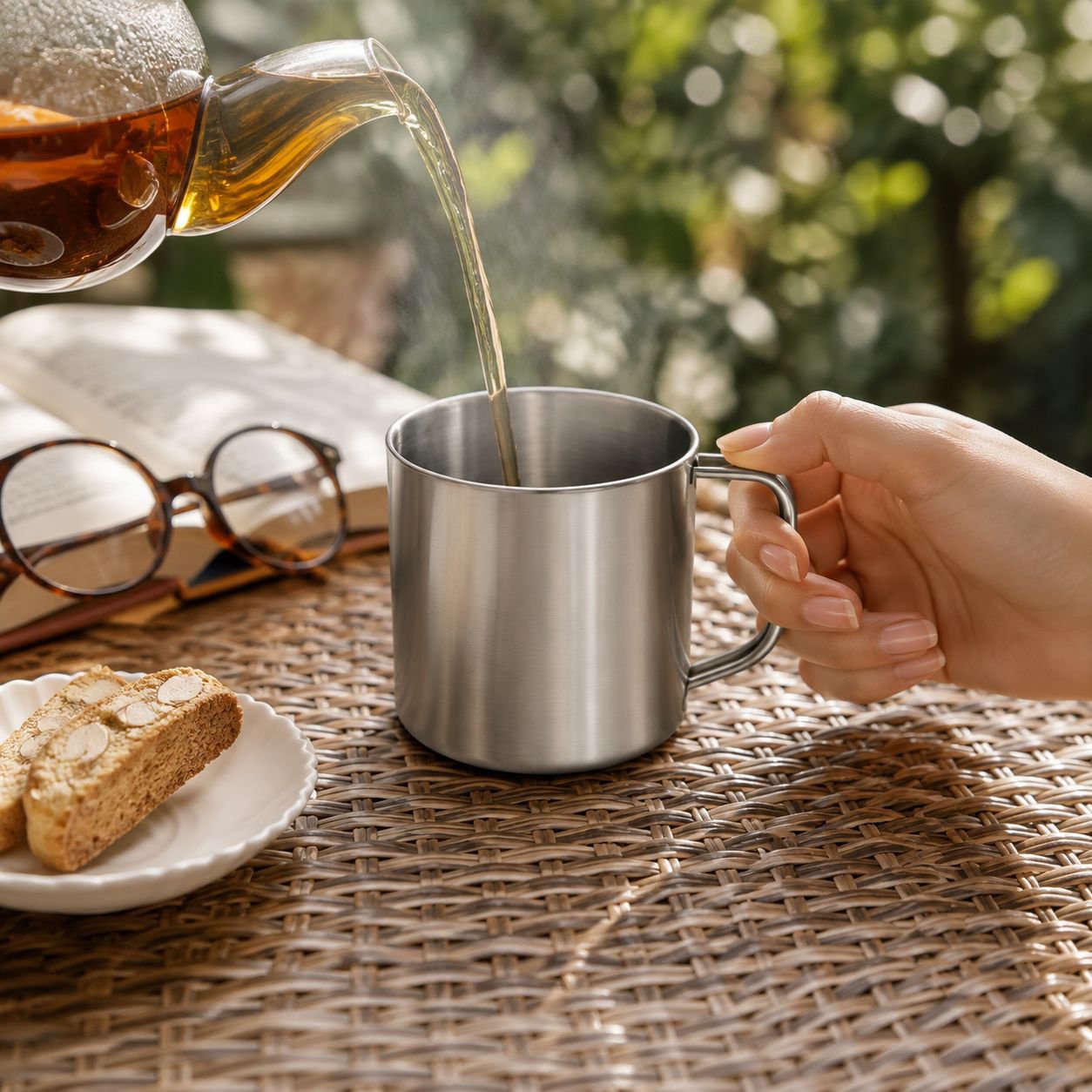 premium stainless steel tea cup with anti-scalding design