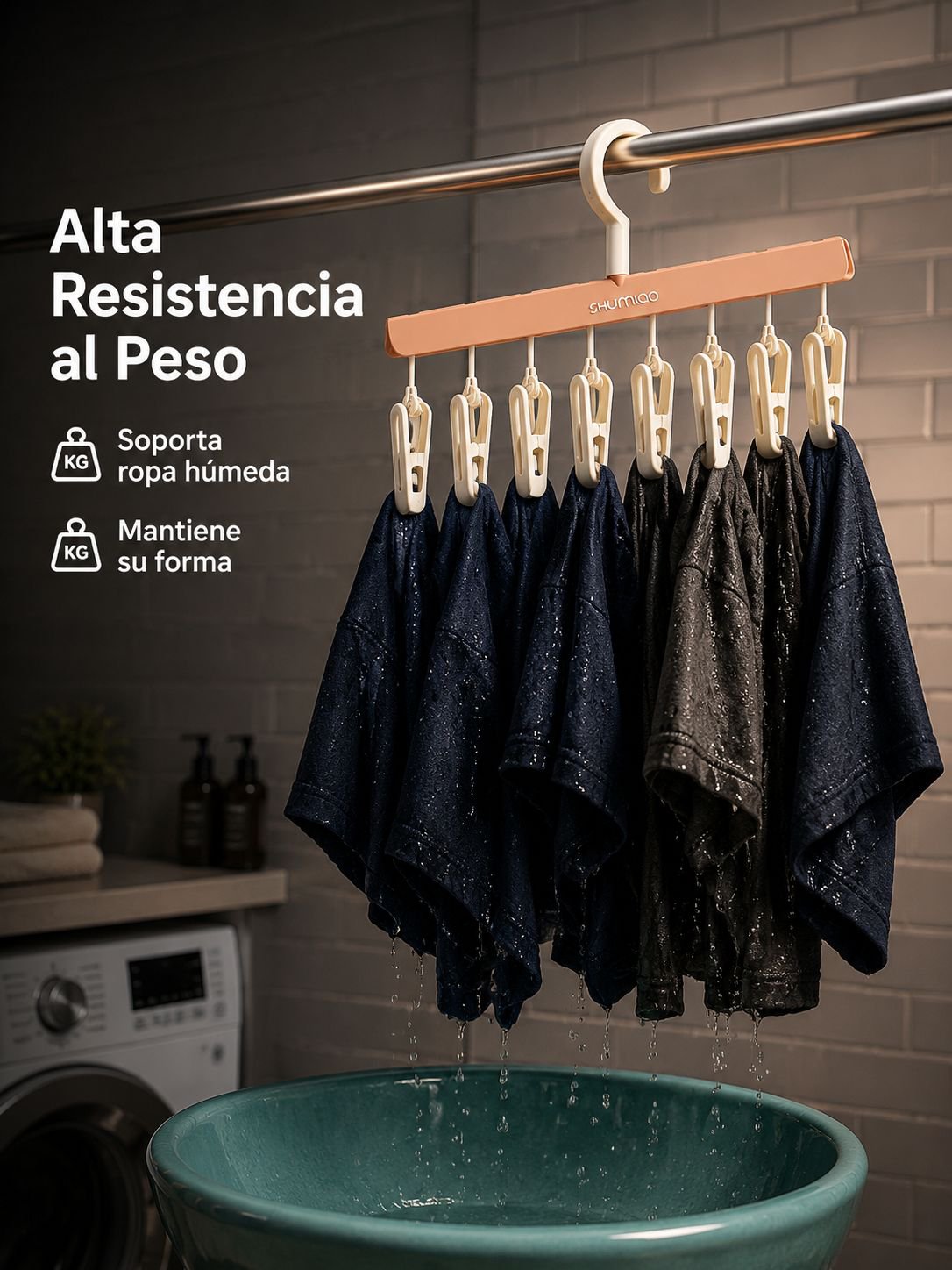 Tendedero de ropa con pinzas multiusos