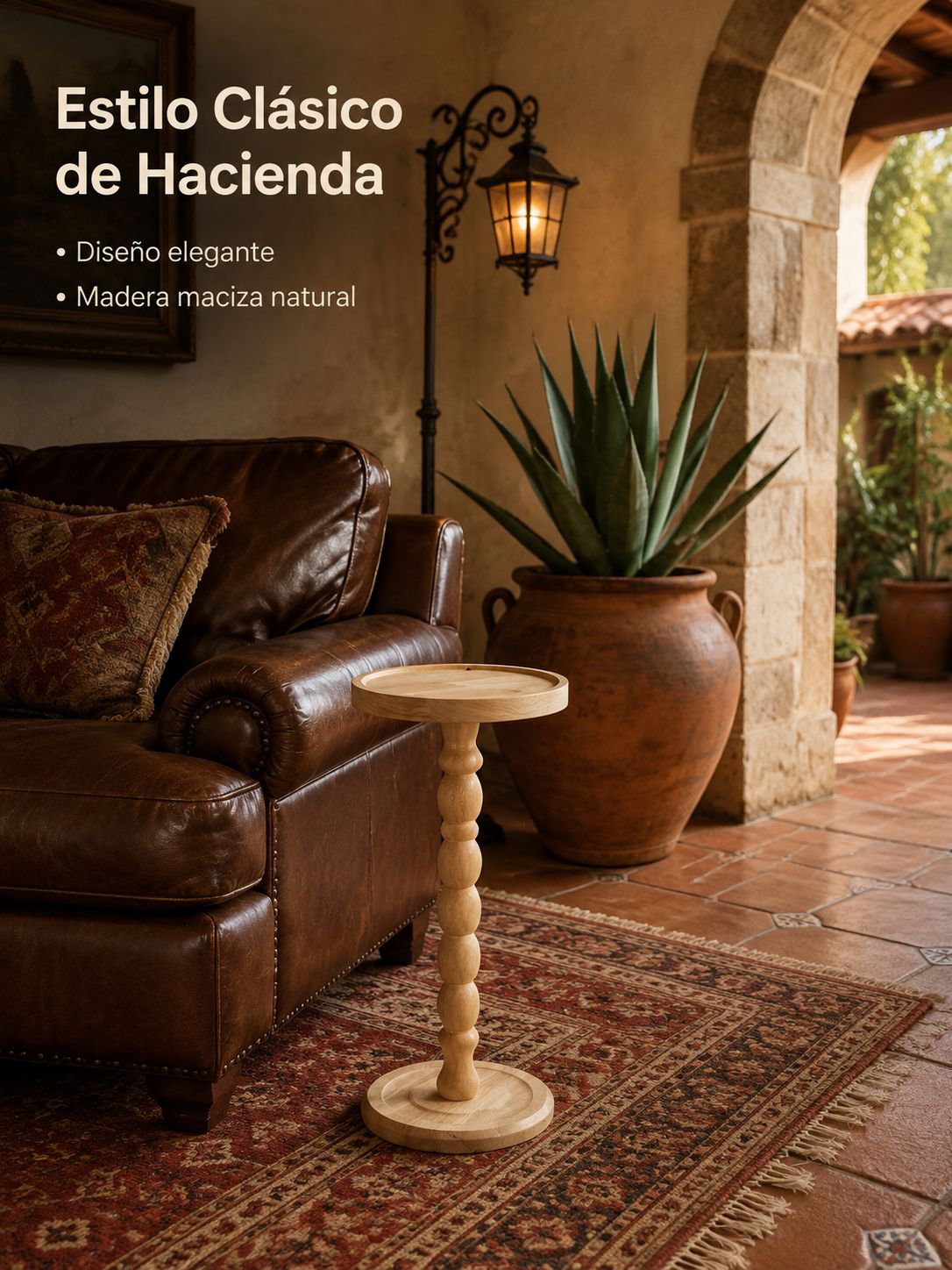 Mesa auxiliar de madera maciza estilo retro americano