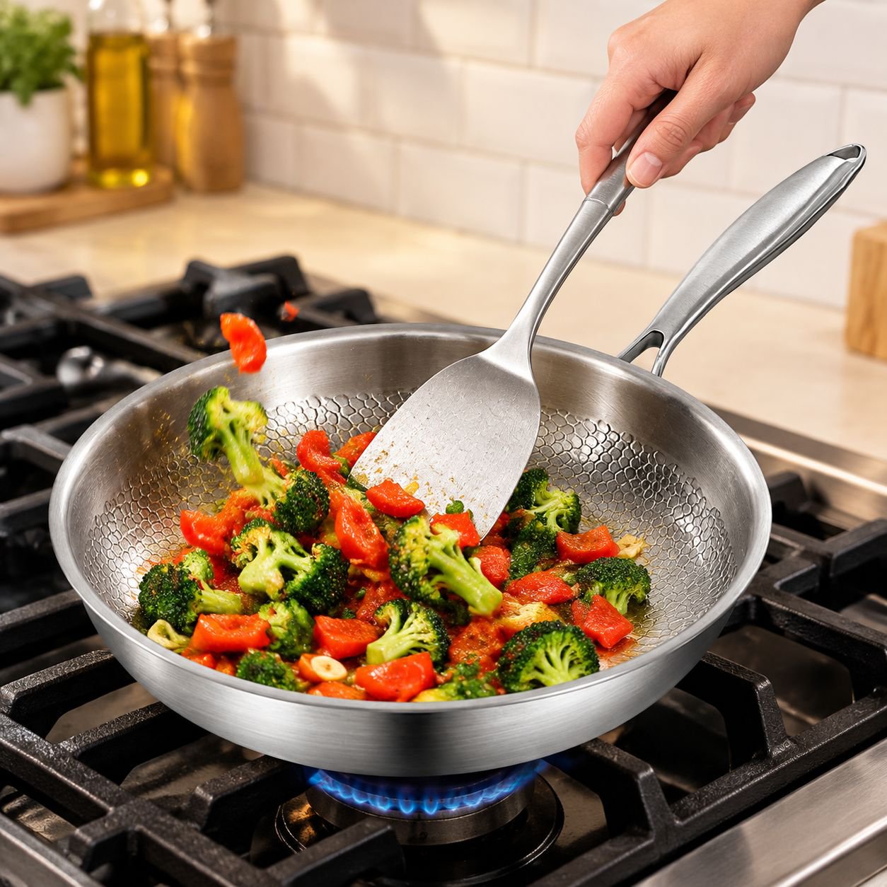 Uncoated Non-stick Frying Pan