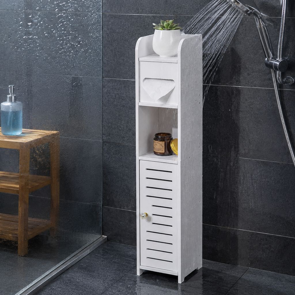 バスルーム用スリム収納棚、床置き収納キャビネット、トイレ収納ラック、トイレ収納棚