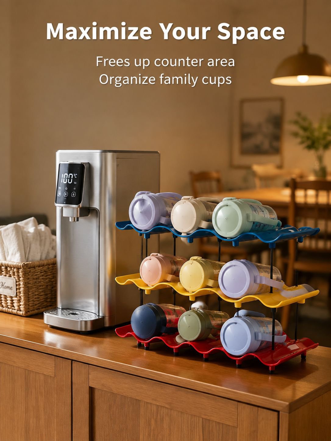 Durable and elegant wave-shaped cup shelf