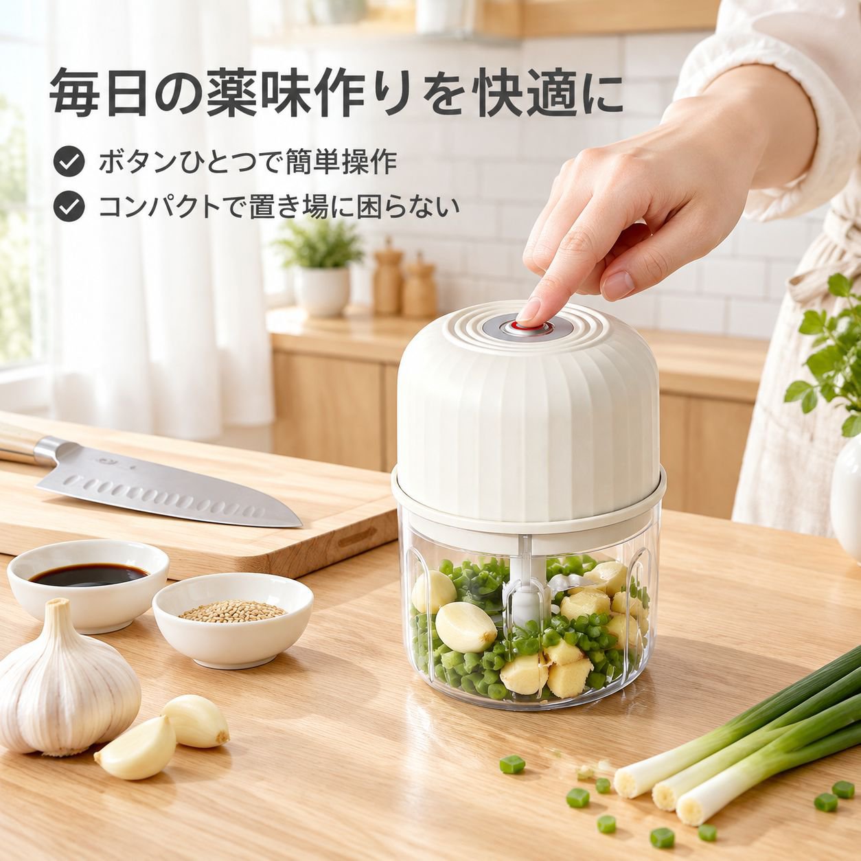 電動ニンニク潰し器 みじん切り器 小型 家庭用 ニンニクチョッパー 離乳食 肉 薬味 フードプロセッサー