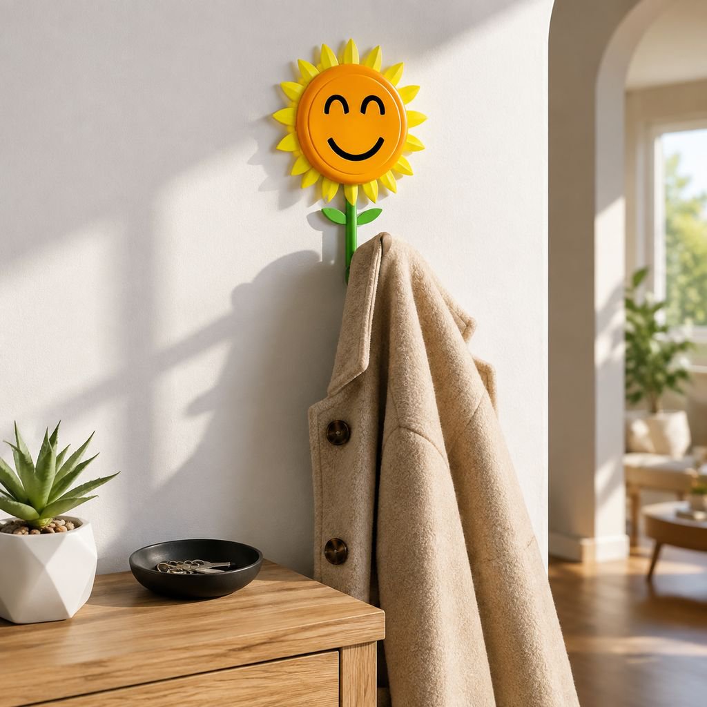 Sunflower No-Drill Self-Adhesive Retractable Hook for Office and Bedside