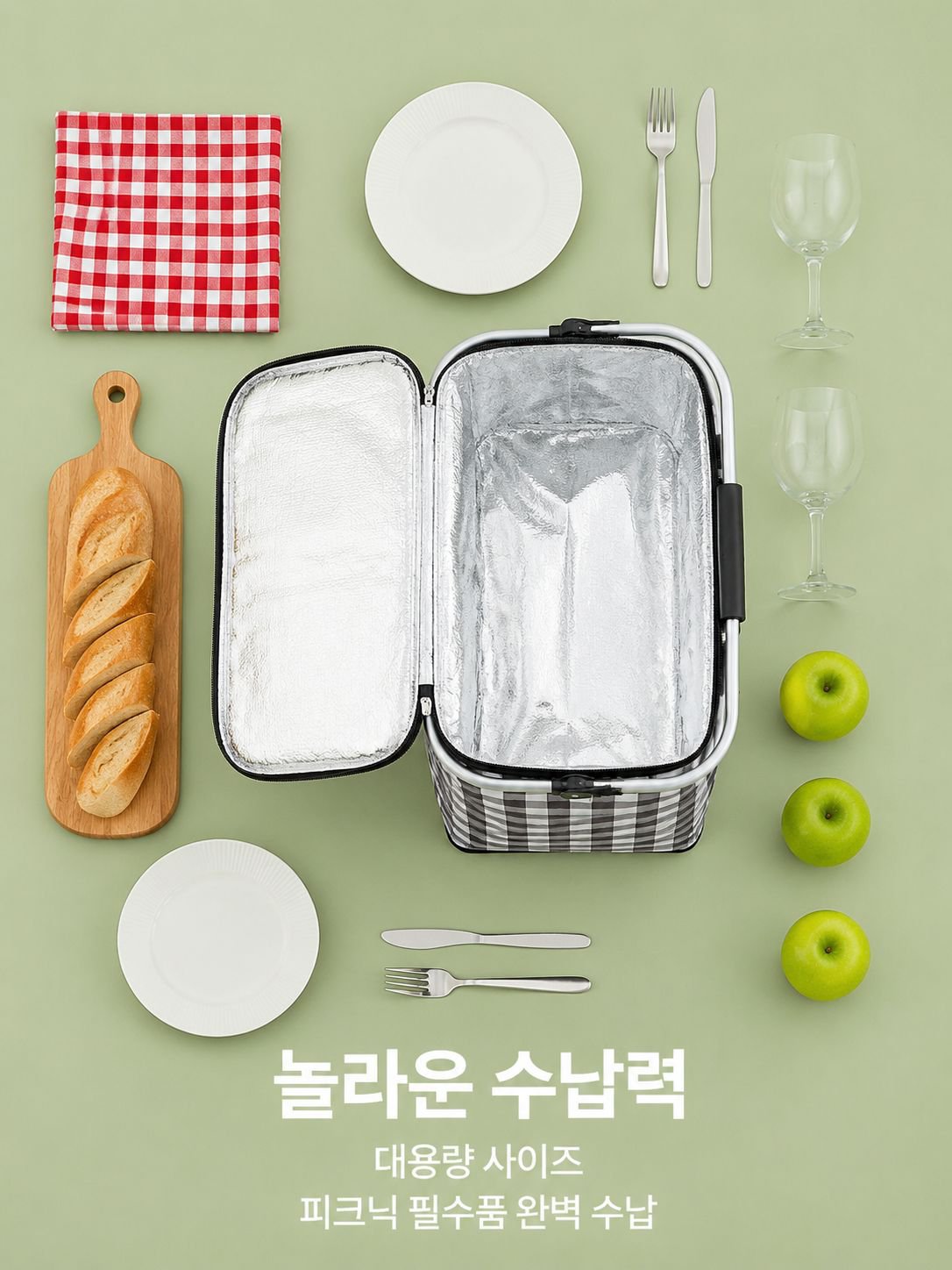 내부 보온 기능이 있는 바구니 디테일