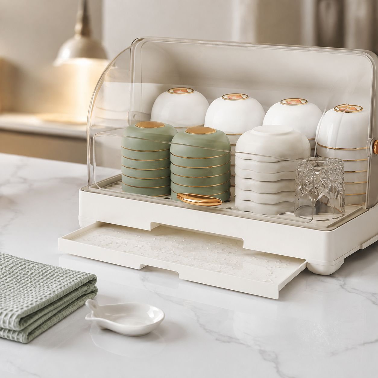 Bowl and chopstick storage container with two-layer design