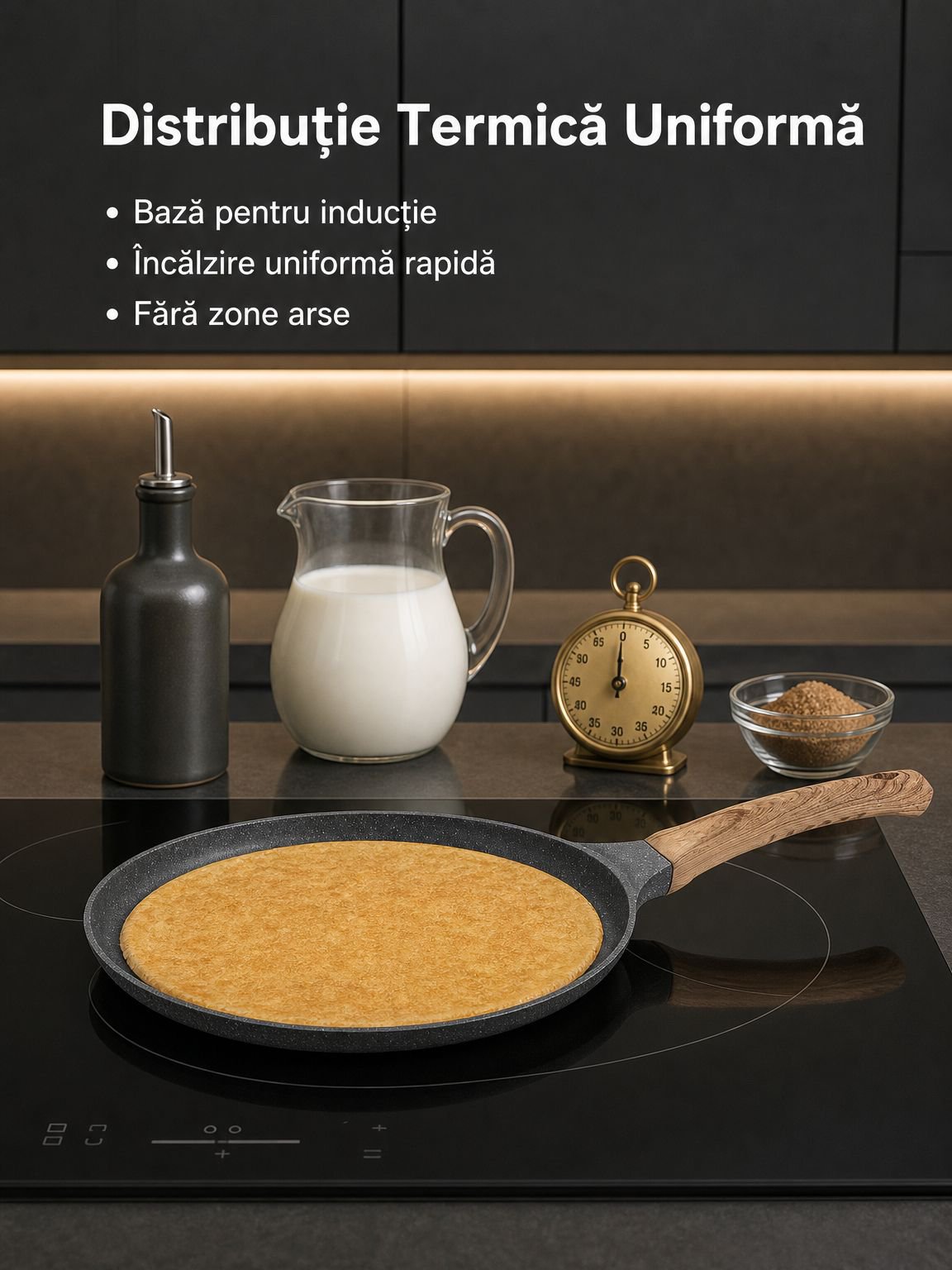 Tigaie plată pentru coacerea foilor de clătite în straturi