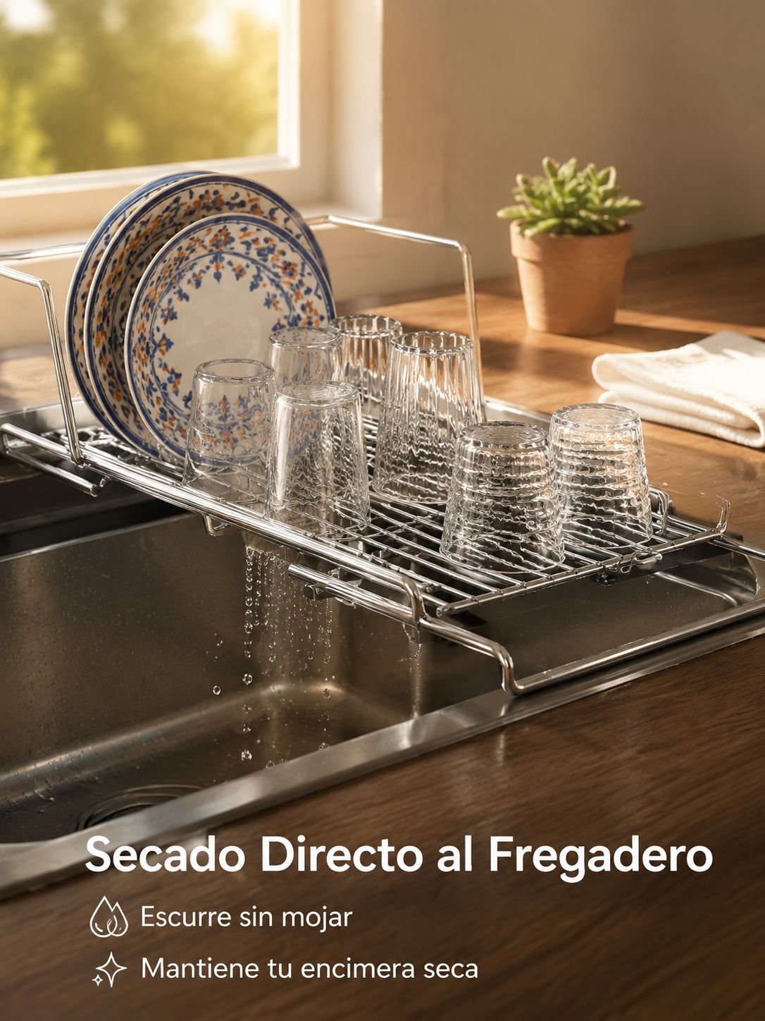 Cesta de drenaje telescópica de acero inoxidable para fregadero de cocina