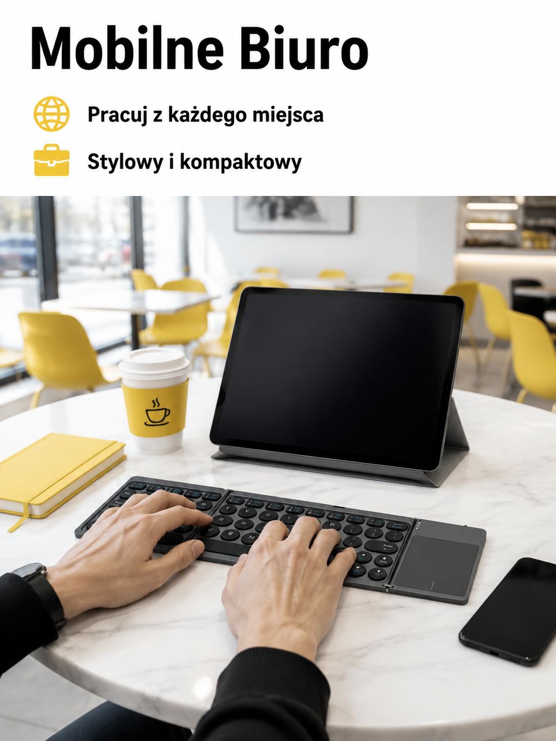 Przenośna trójdzielna bezprzewodowa klawiatura Bluetooth z panelem dotykowym