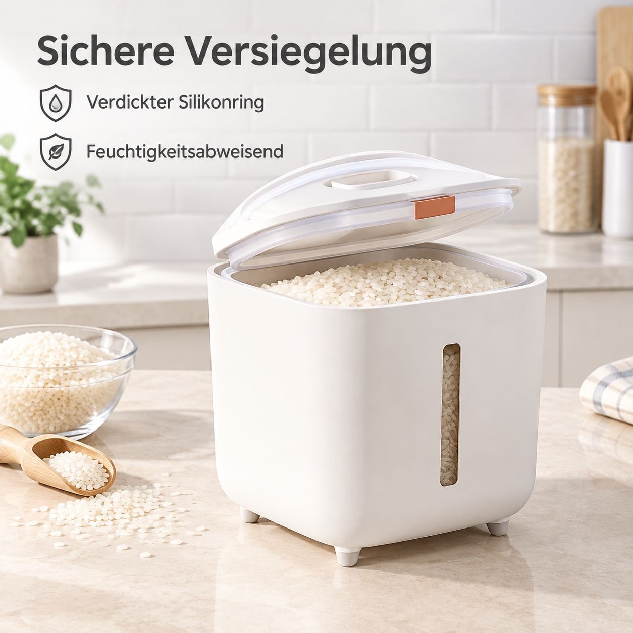 Luftdichter Reisbehälter Lebensmittelqualität Reisbox Vorratsdose für Mehl Küche