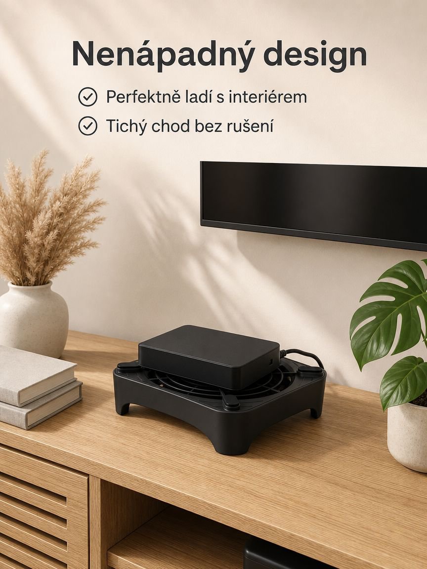 Chladič pro router, optický modem a mini PC, USB stolní stojan, vylepšené chlazení