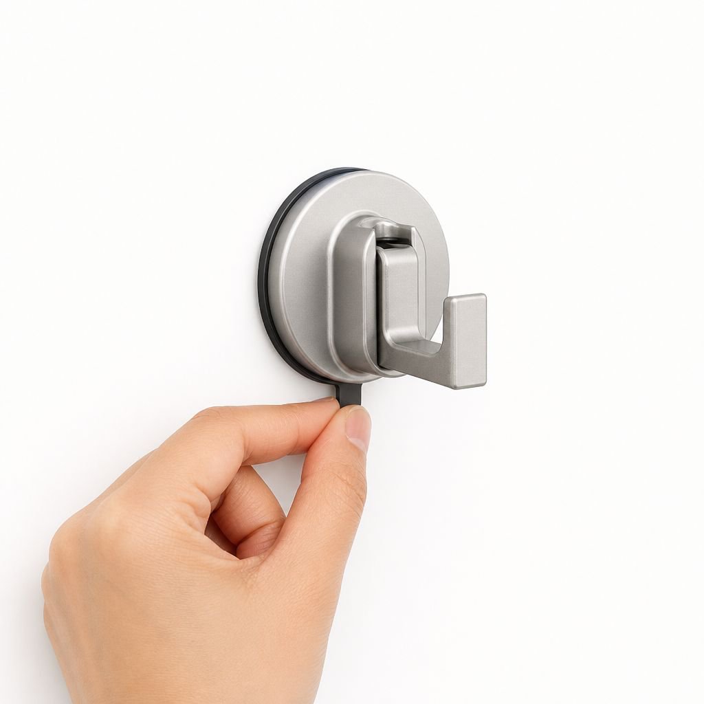 Strong hold suction cup hook supporting heavy clothes