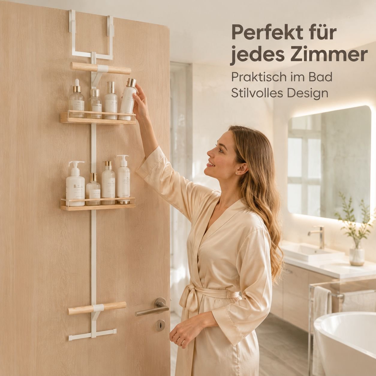 Doppellagiges Aufbewahrungsregal ohne Bohren hinter der Tür