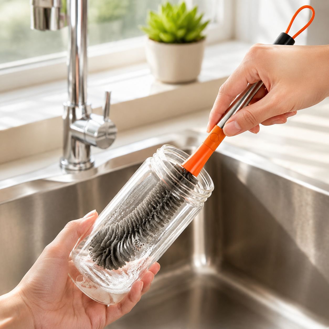 Multifunctional 3-in-1 Flexible Soft Bristle Cup Brush