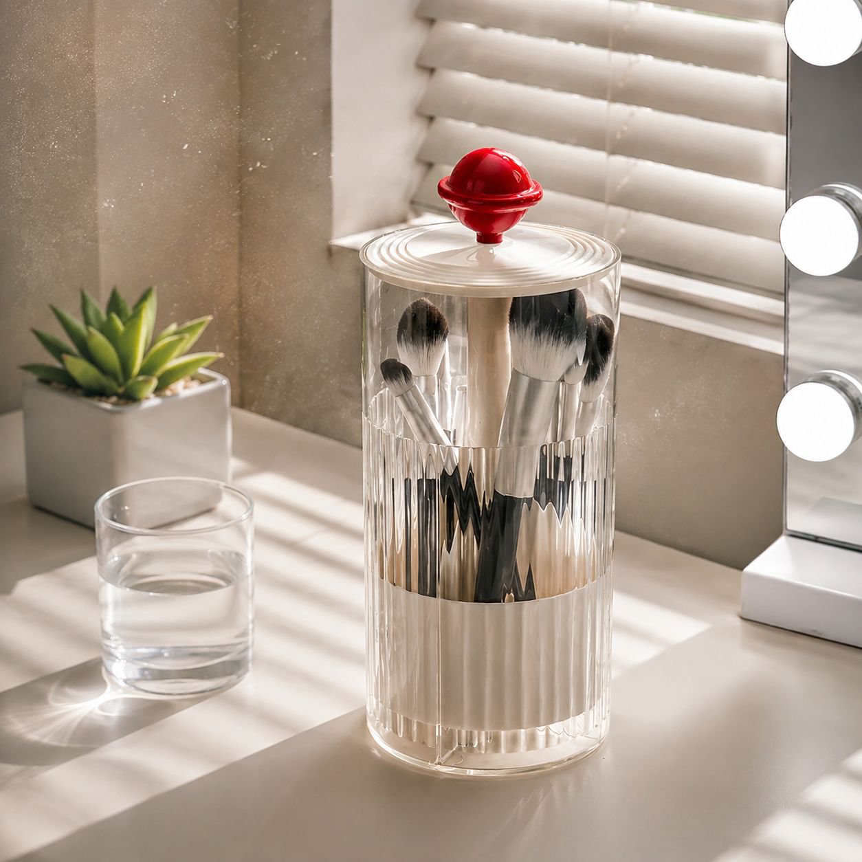 Hygienic makeup brush container for clean beauty tools