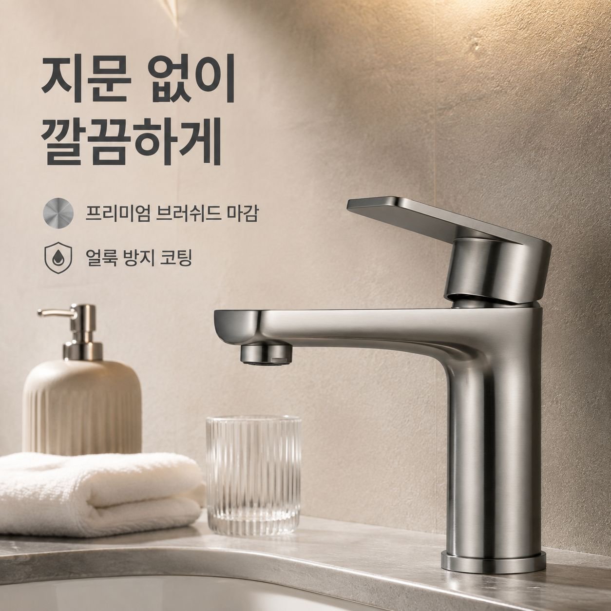 두꺼운 스테인리스 스틸 욕실 온수/냉수 상판 수도꼭지