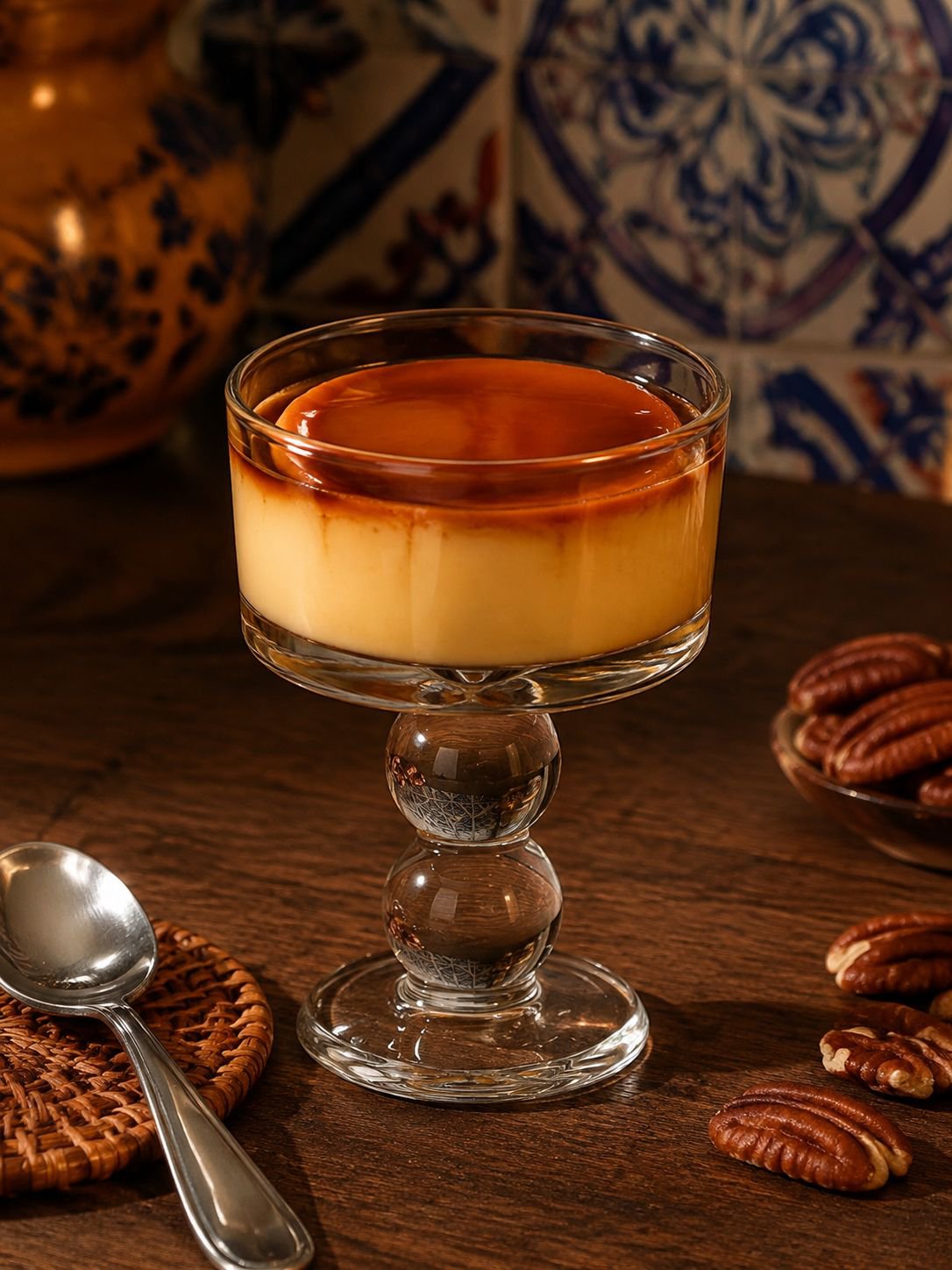 Copa con pie para postres, estilo retro