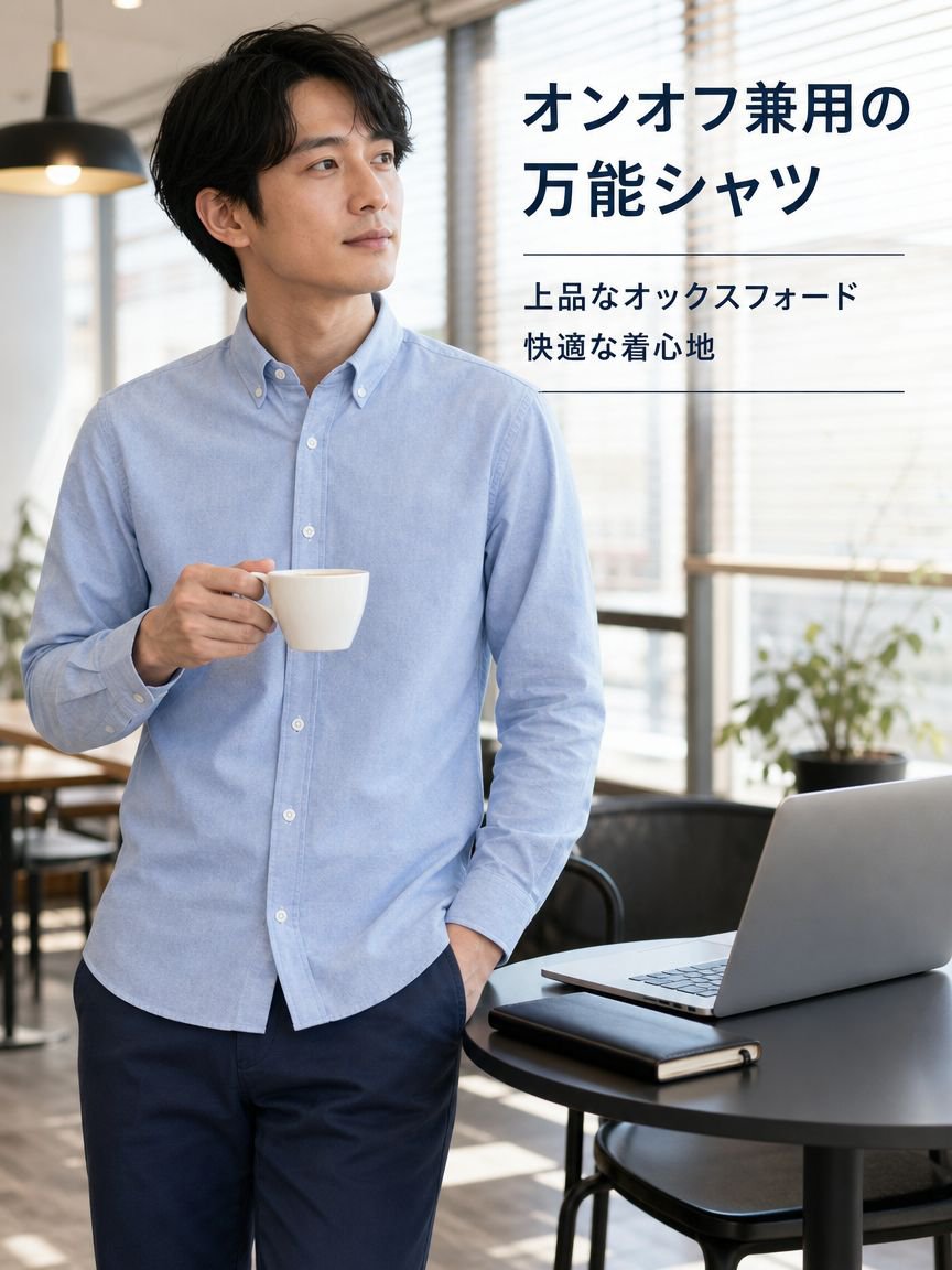 メンズ両面起毛オックスフォード長袖シャツ
