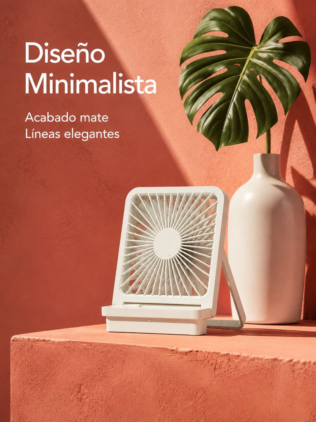 Mini ventilador de escritorio portátil en color blanco