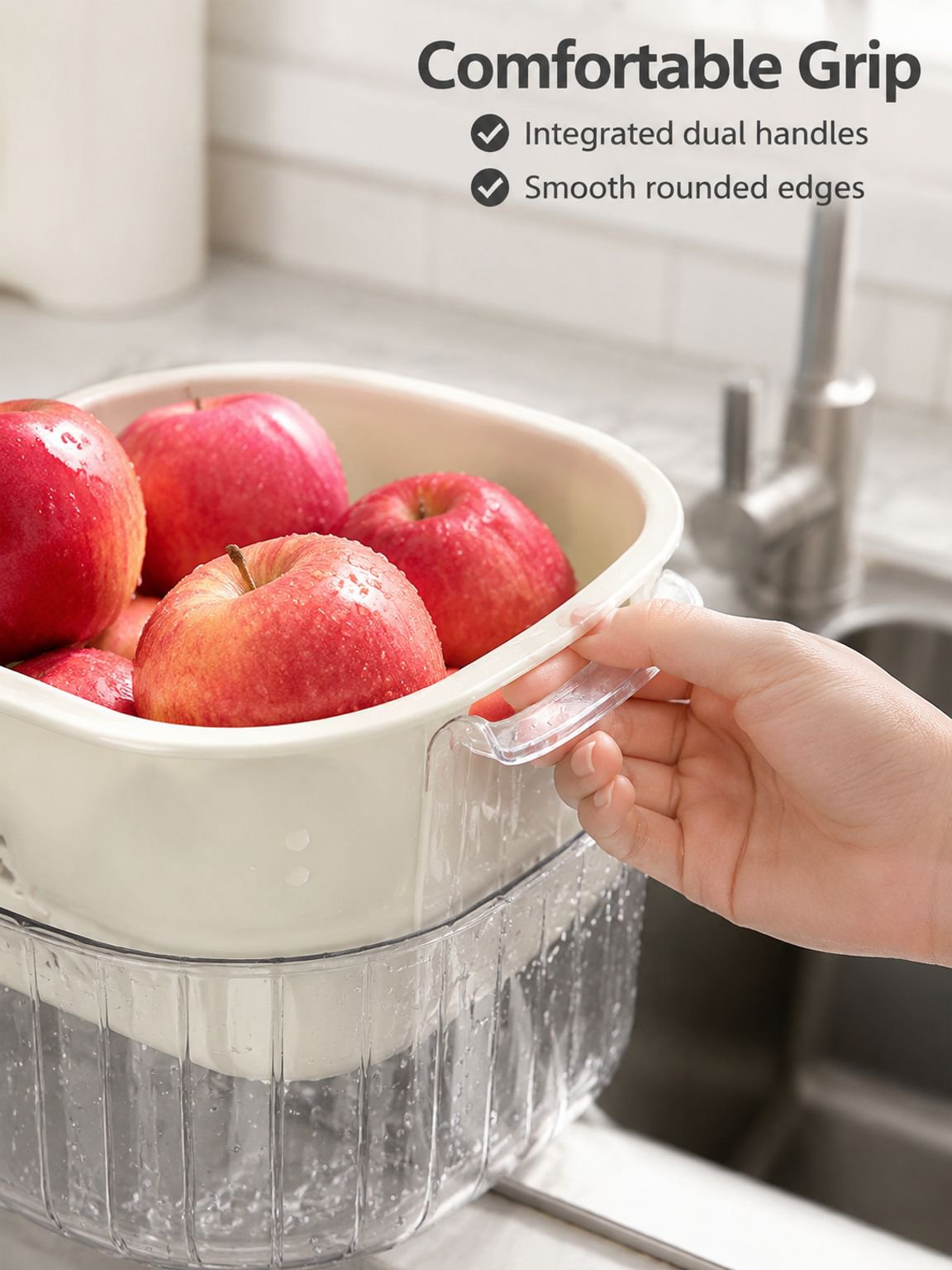 Collapsible fruit drain basket for space saving