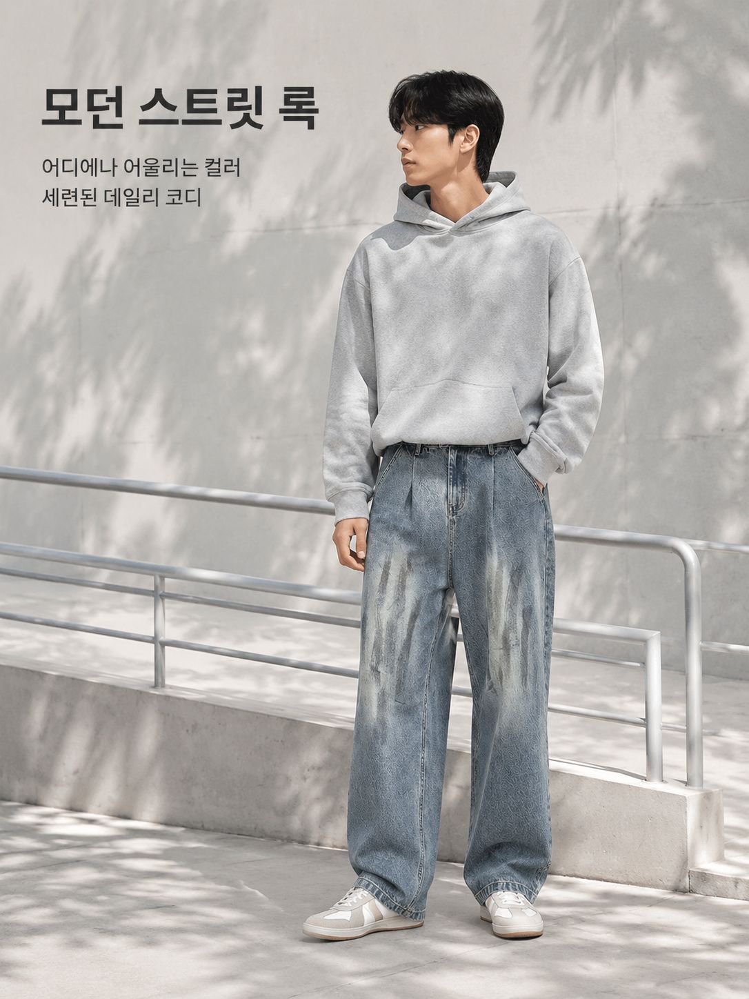 남성용 워싱 하이웨스트 청바지 봄여름 신상 스트릿 패션 스트레이트 팬츠