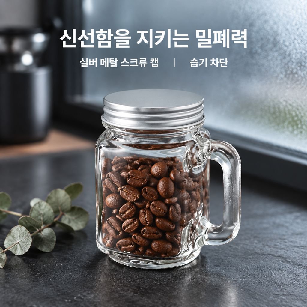 밀폐 보관 커피 원두 유리 용기