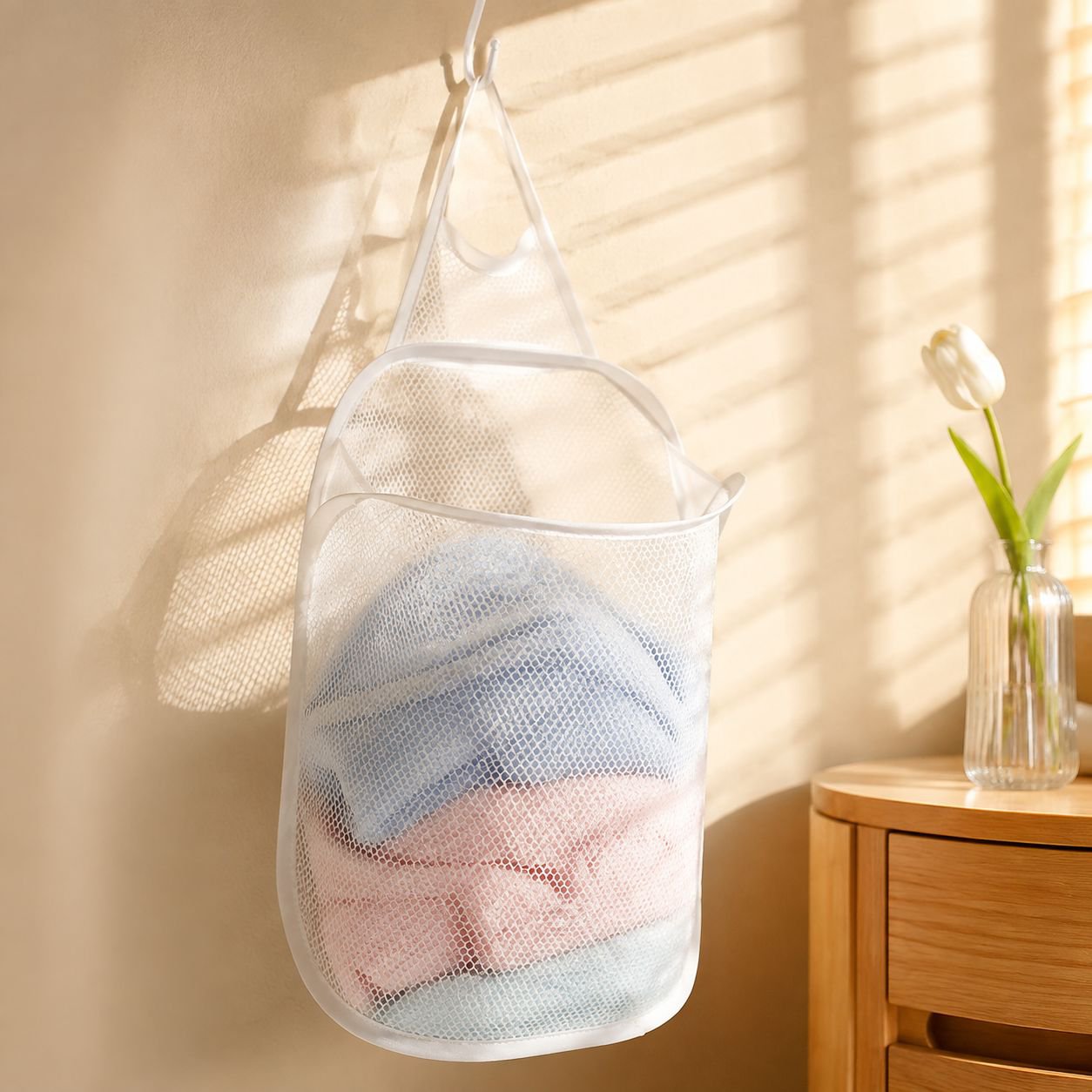Panier en maille adhésif sans clou pour salle de bain