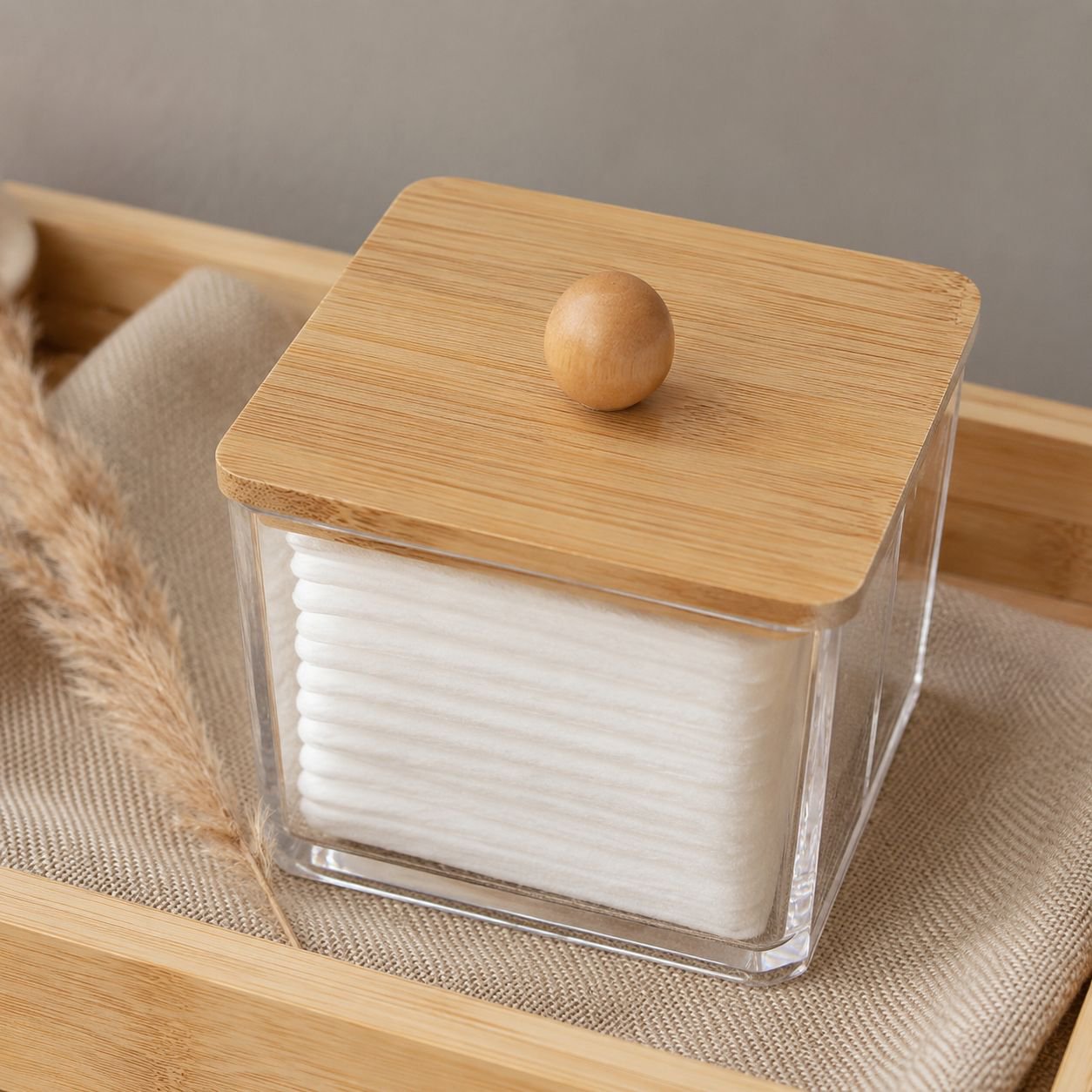 Cotton puff storage box with easy access lid