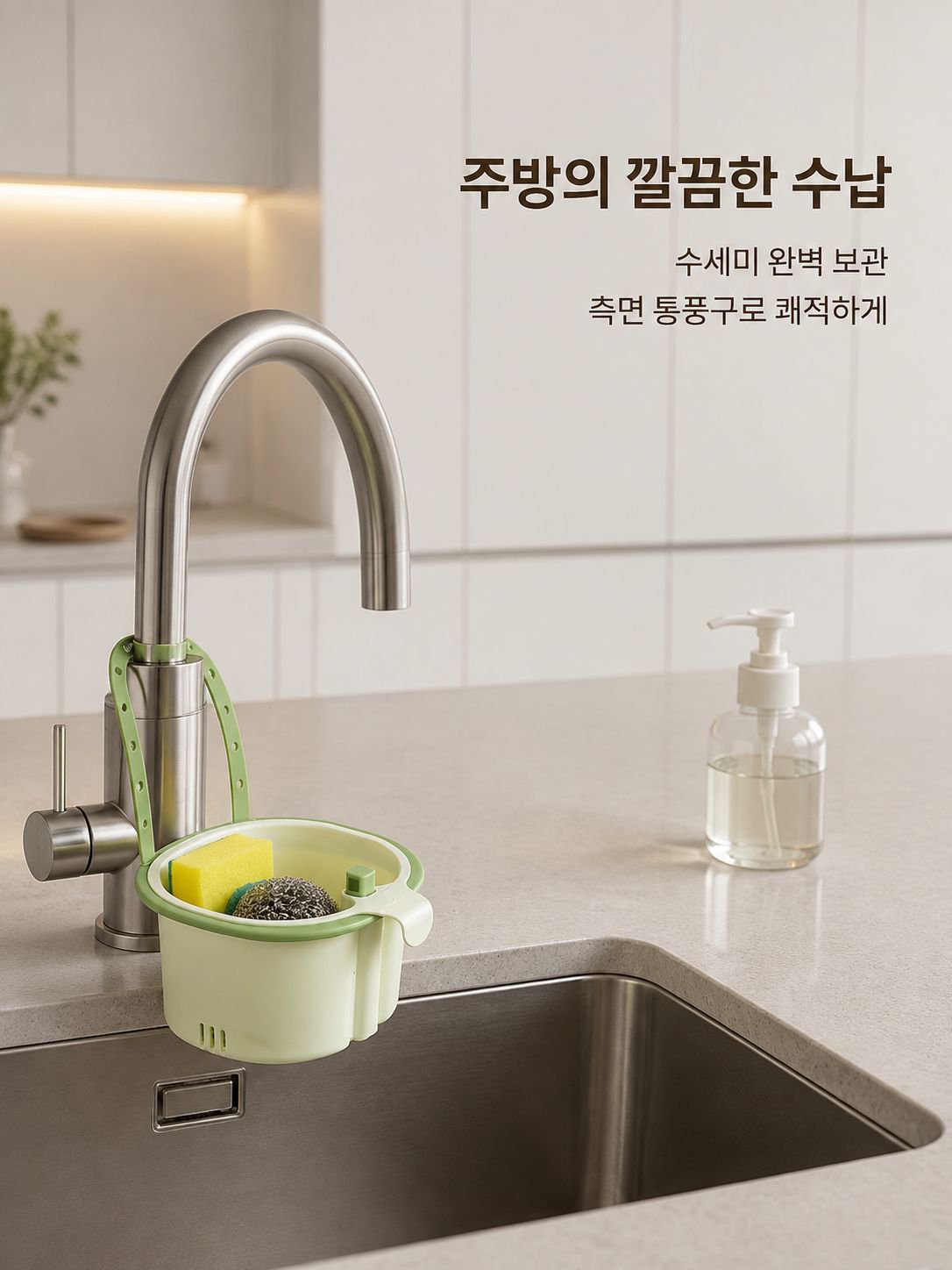 싱크대 걸이식 물빠짐 바구니 음식물 찌꺼기 분리 선반
