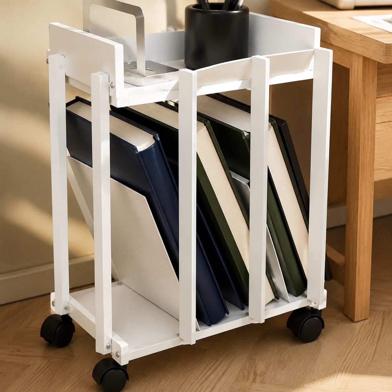 Portable cardboard storage rack with multiple shelves