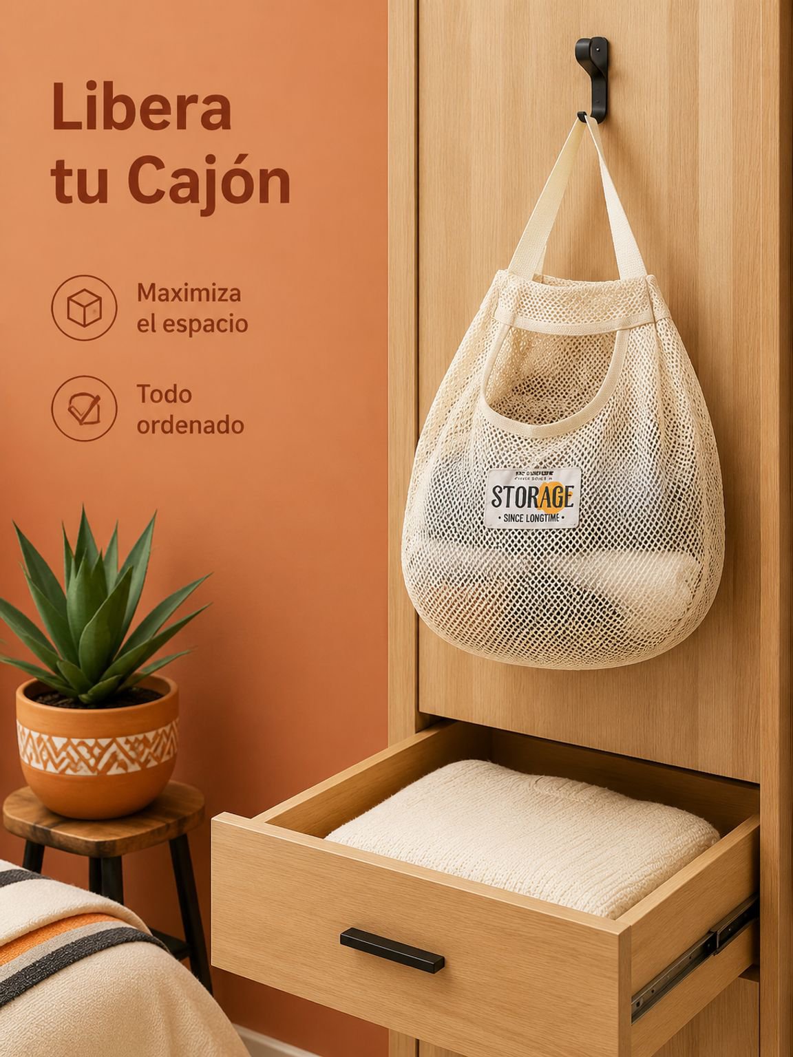 Bolsa colgante de almacenamiento para calcetines estilo japonés, organizador de ropa y ropa interior