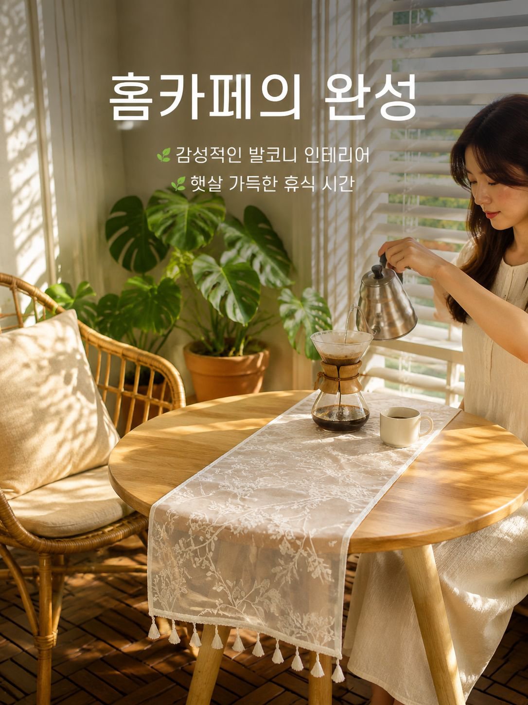 심플한 햇빛 차단 테이블 러너