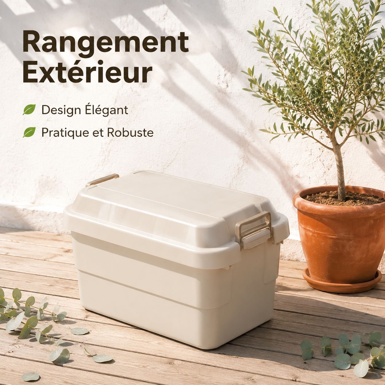 Maison de paille Organisateur en plastique épais Boîte de rangement extérieure avec couvercle Boîte 