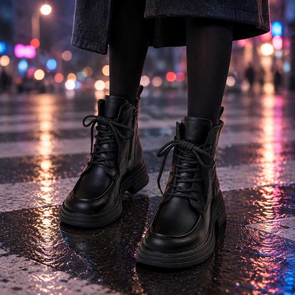 다양한 각도에서 본 블랙 데일리 숏부츠