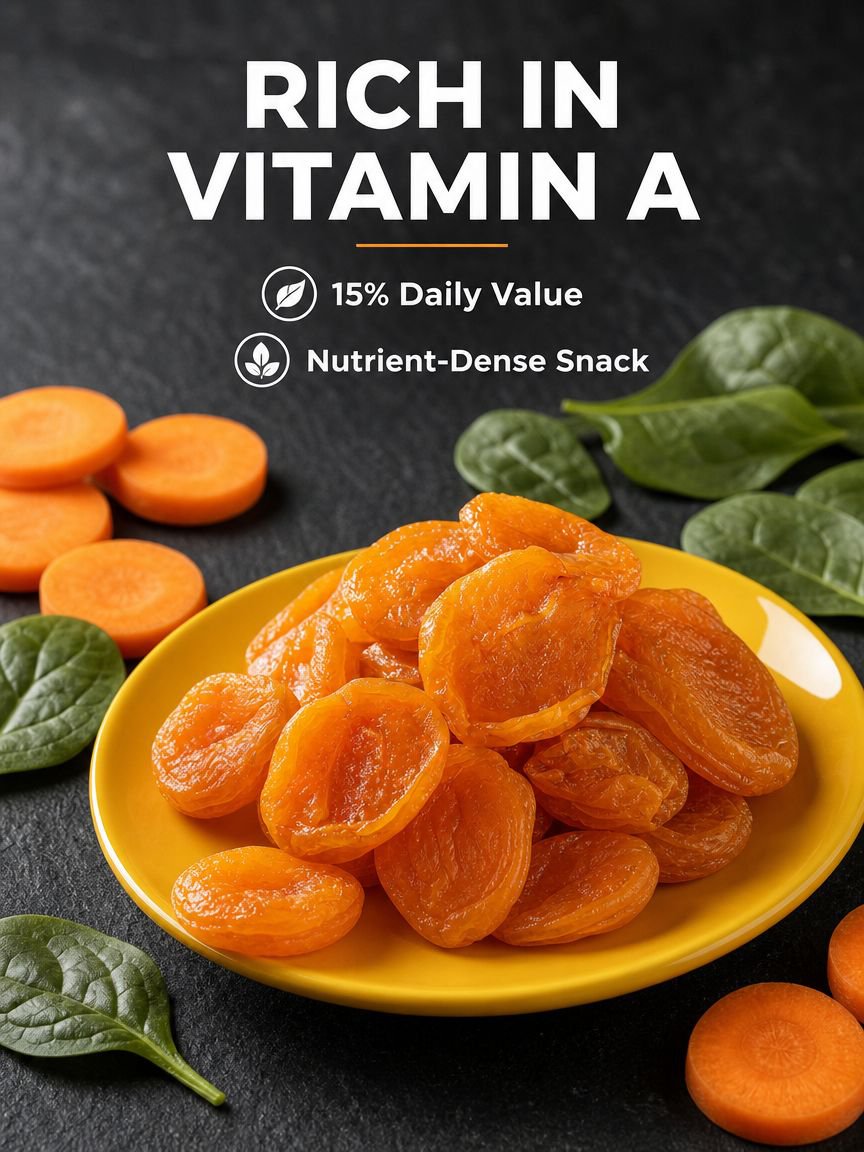 Tasty and chewy dried apricots on wooden plate