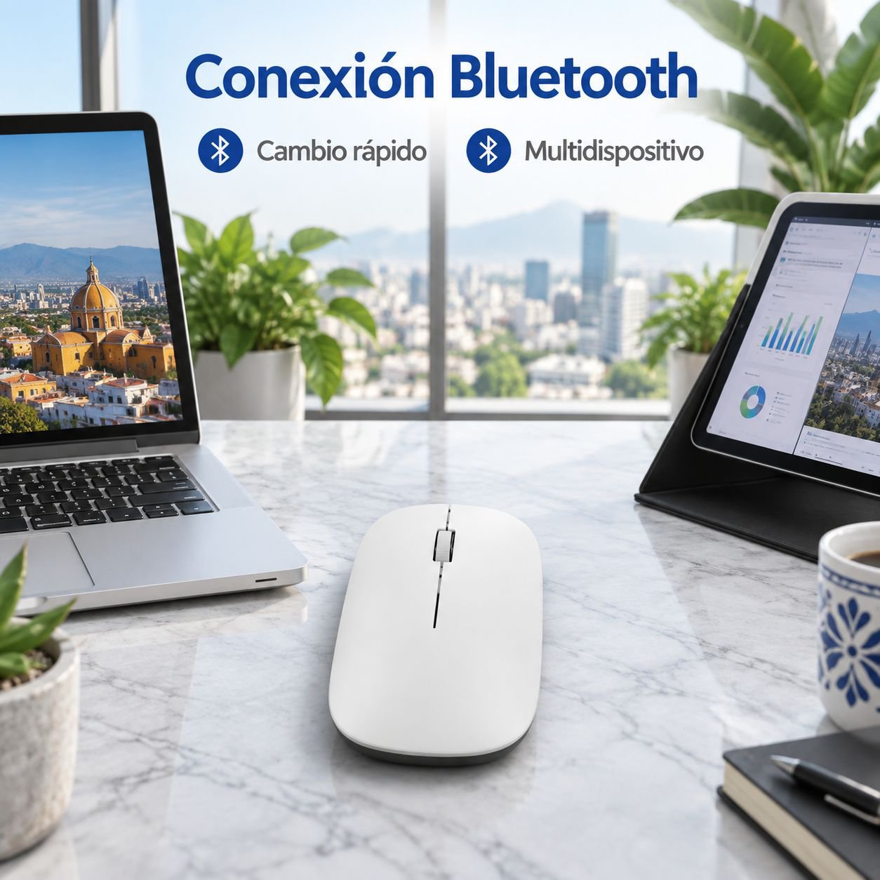 Ratón Bluetooth ergonómico y silencioso
