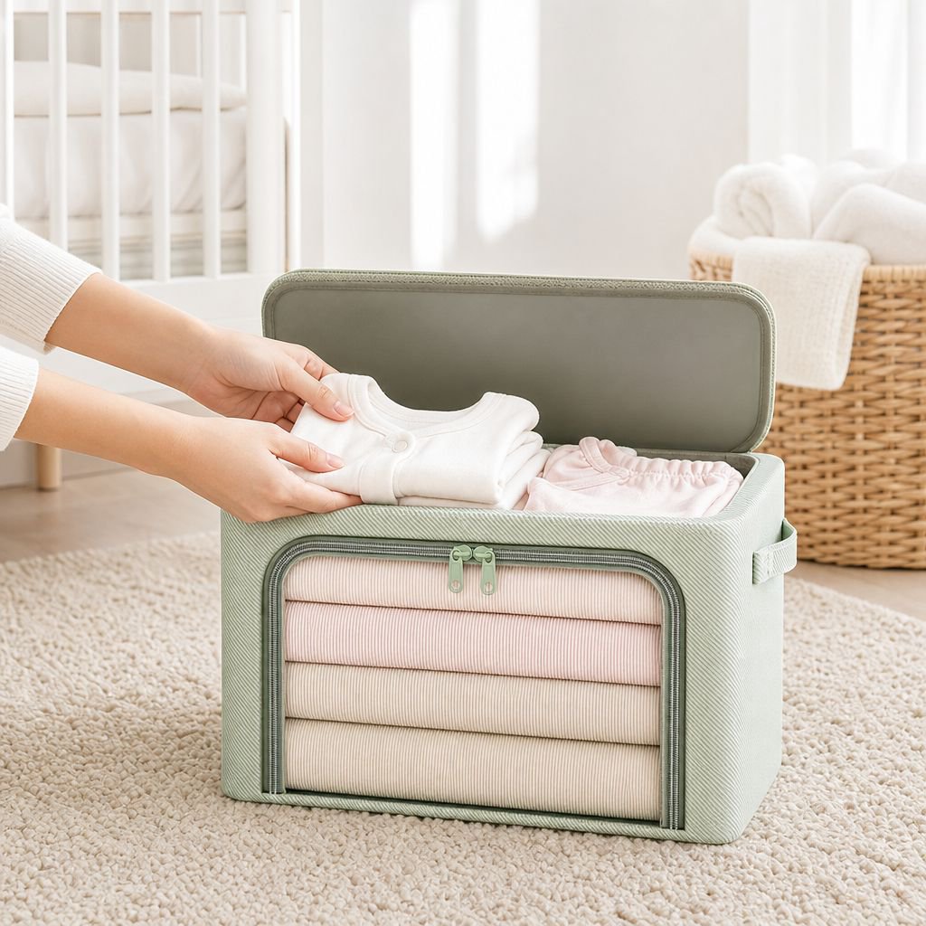 Wardrobe organizer bag with zipper and handles