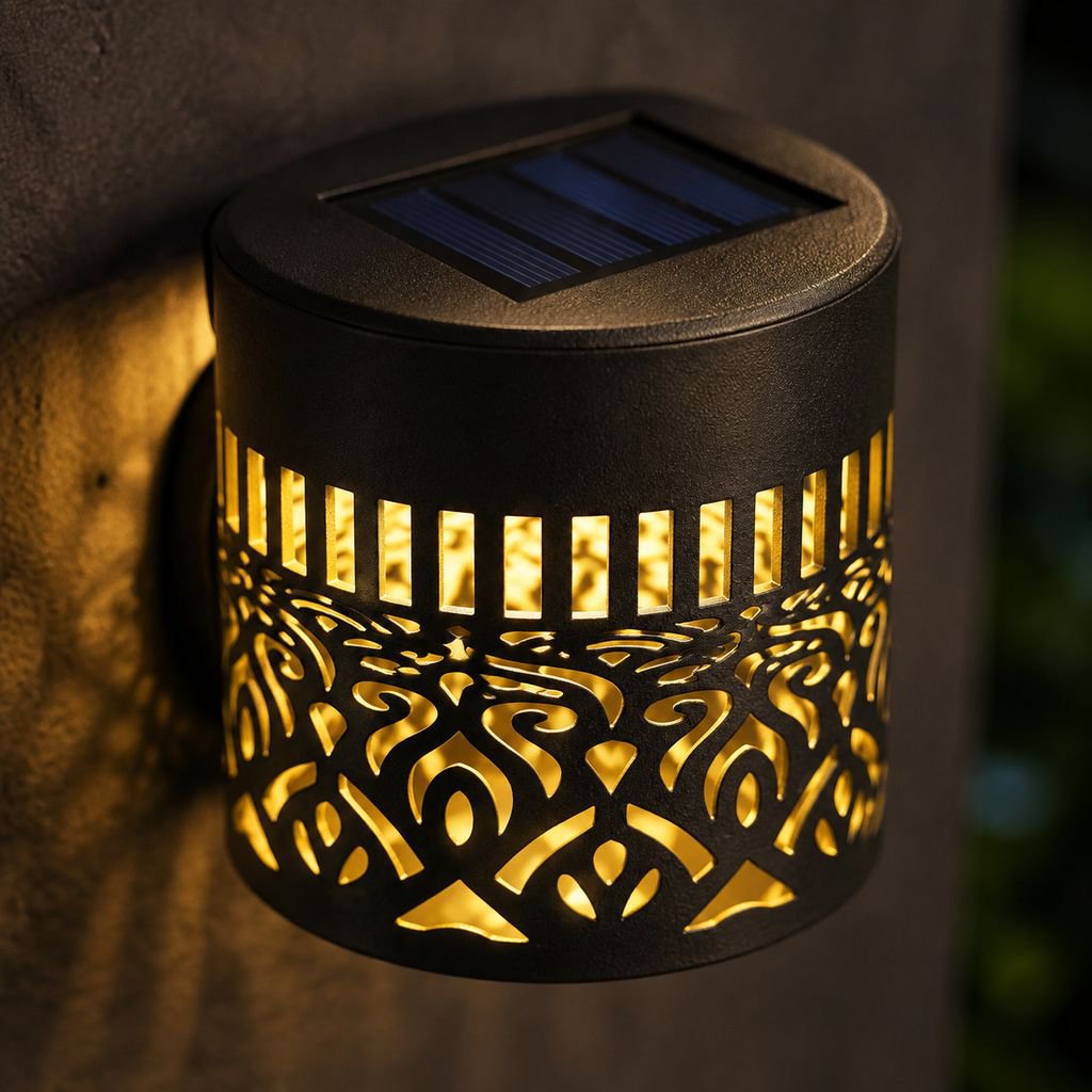 Outdoor courtyard wall lamp with intricate mandala pattern
