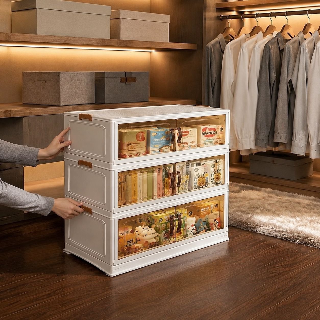 Home Multi-layer Folding Storage Cabinet, No Installation Simple Storage Box