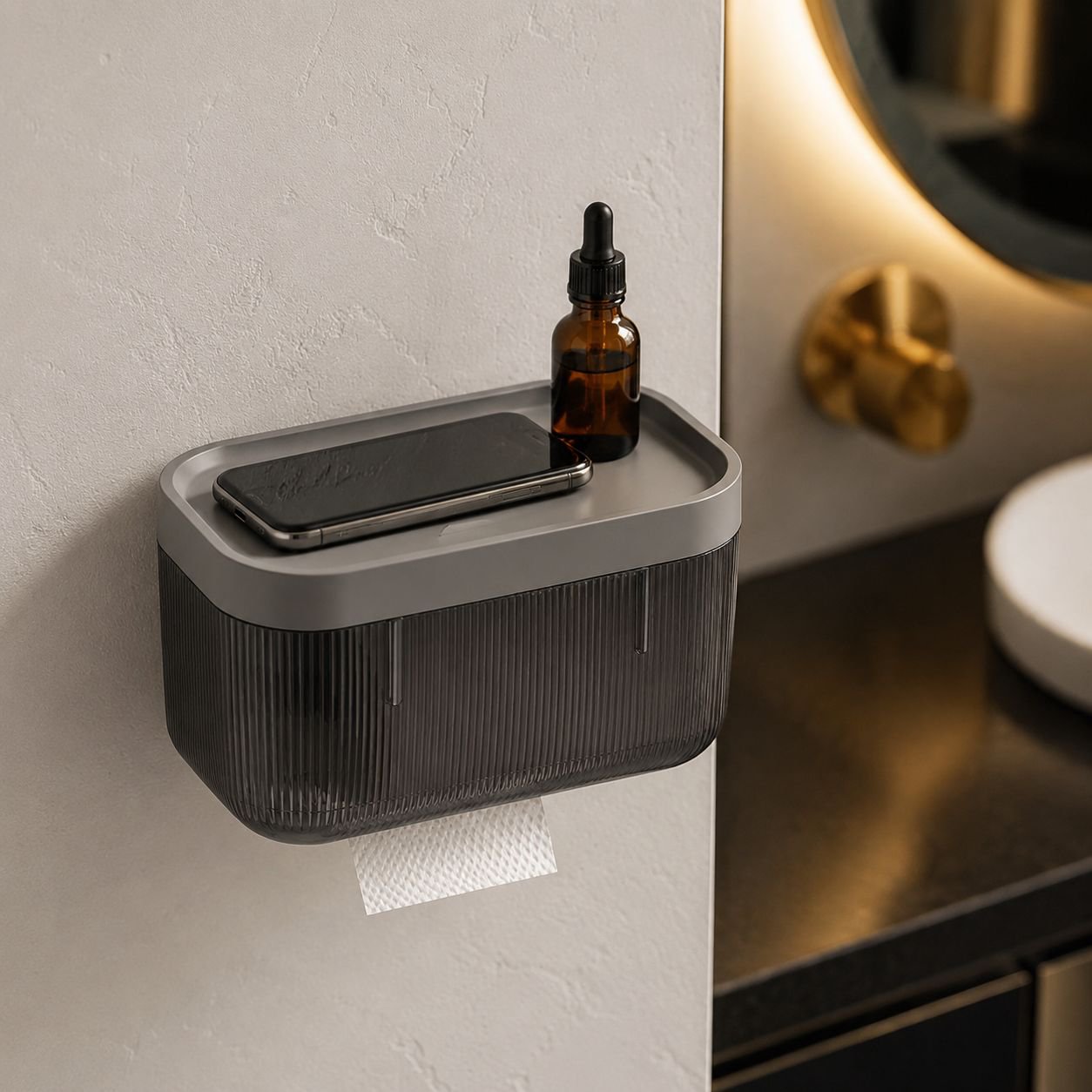 Caja de pañuelos multifuncional para baño