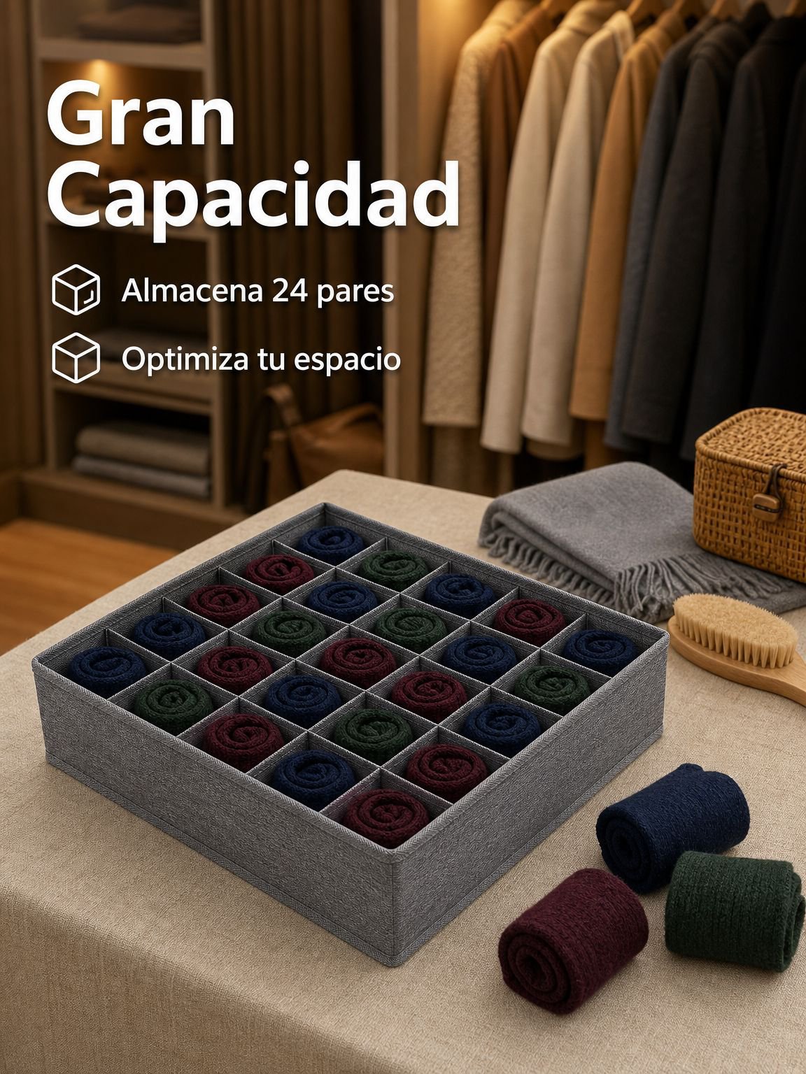 Caja de almacenamiento con divisor de tela